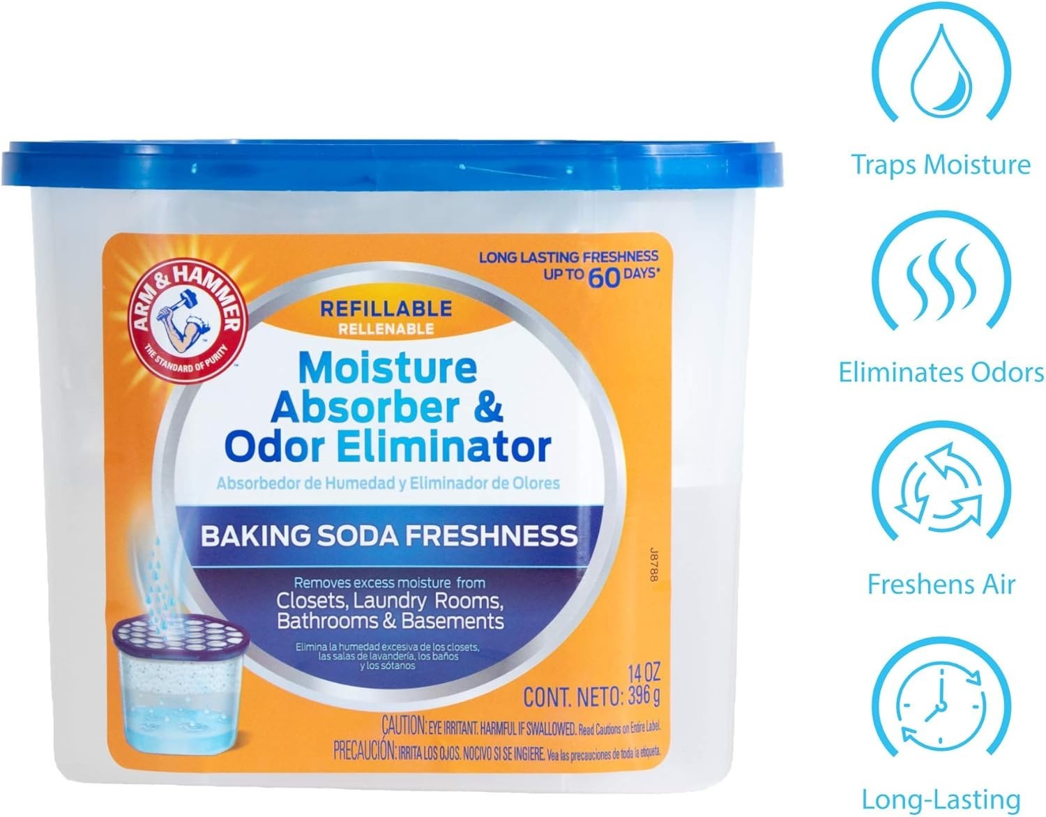 Fragrance Free Refillable Moisture Absorber and Odor Eliminator 14 oz. Tub