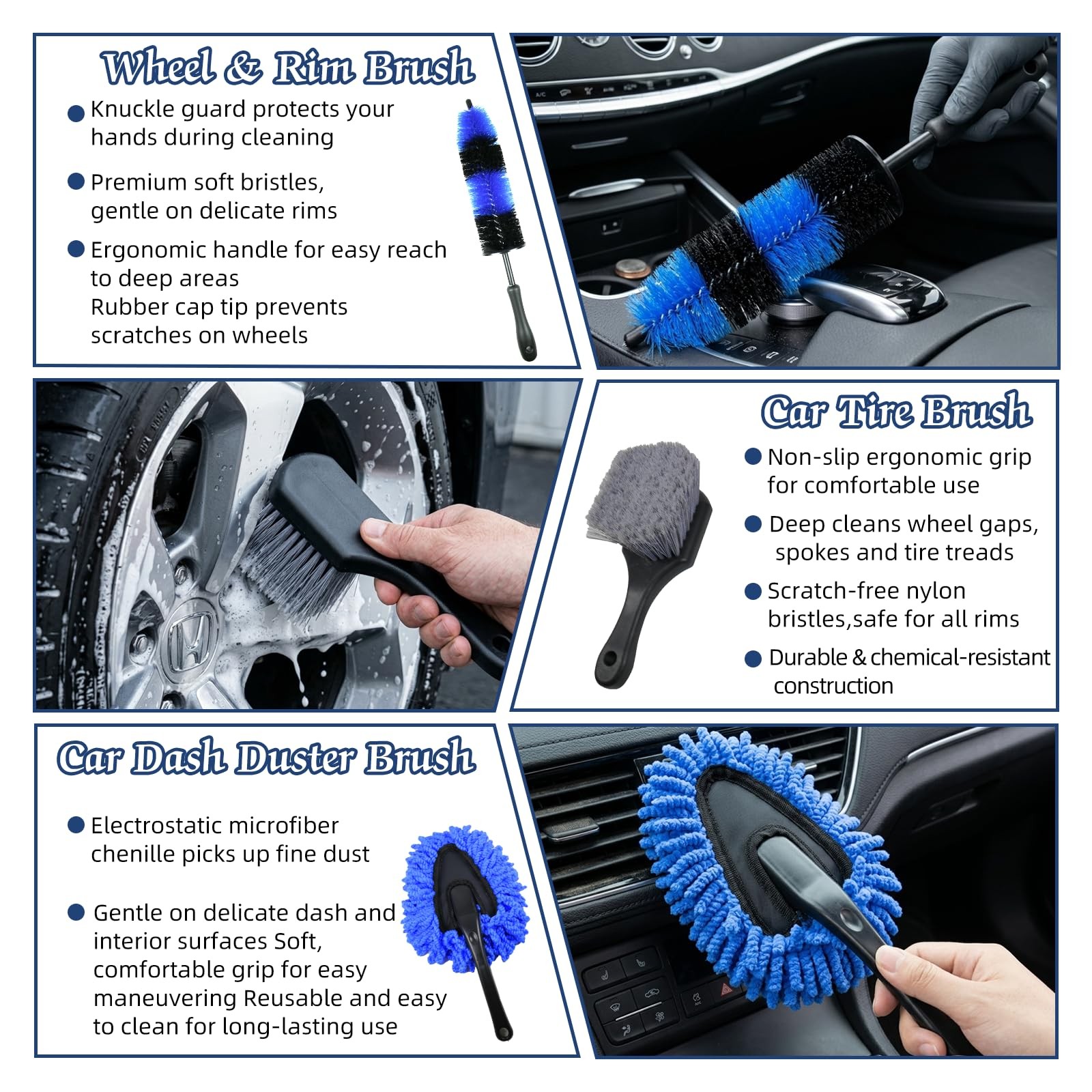 37PCS Car Detailing Kit Car Wash Brush Set Interior Exterior Cleaning Tools