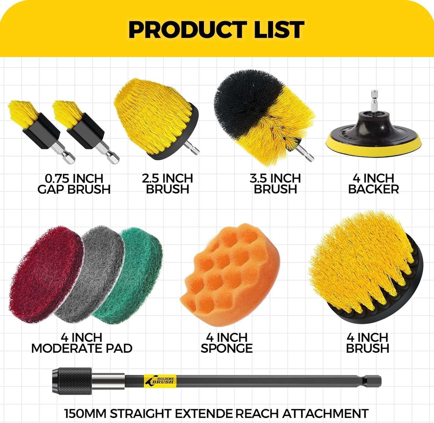 Versatile 11-Piece Power Scrubber Brush Set for Fast Bathroom & Kitchen Cleaning