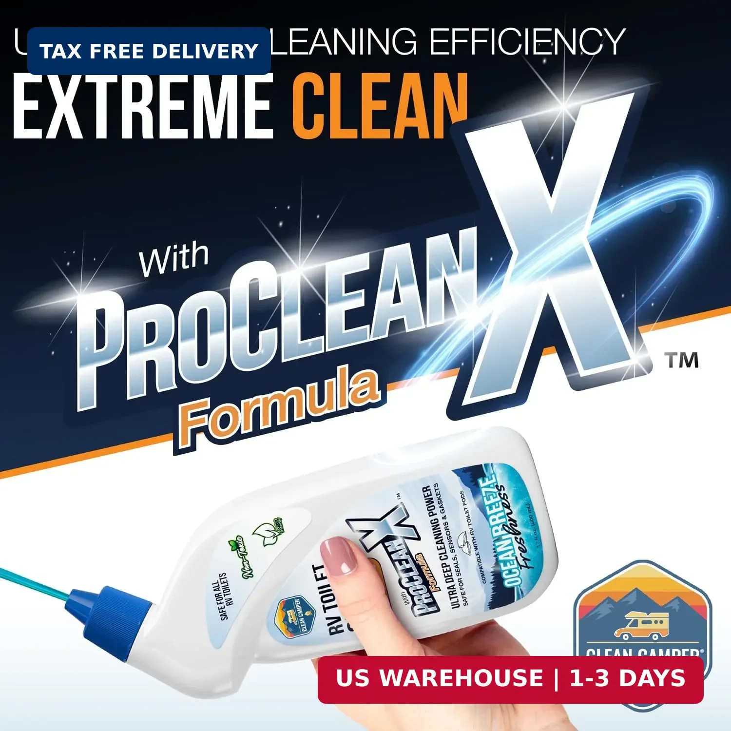 Clean Camper RV Toilet Bowl Cleaner ProClean X™ Formula | Enzyme & Probiotic Pow