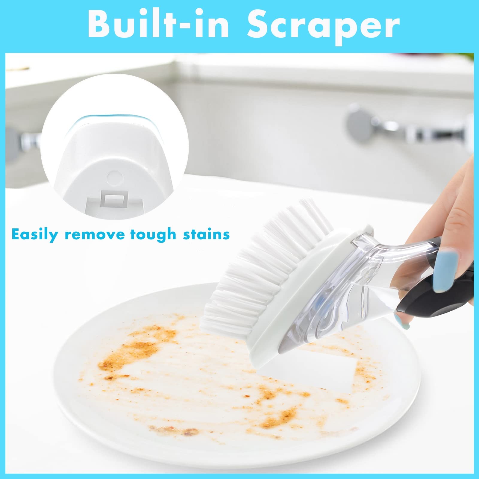 Dish Brush Refill, 4 Pack Dish Brush Replacement Head for OXO Dish Brush, Bru…