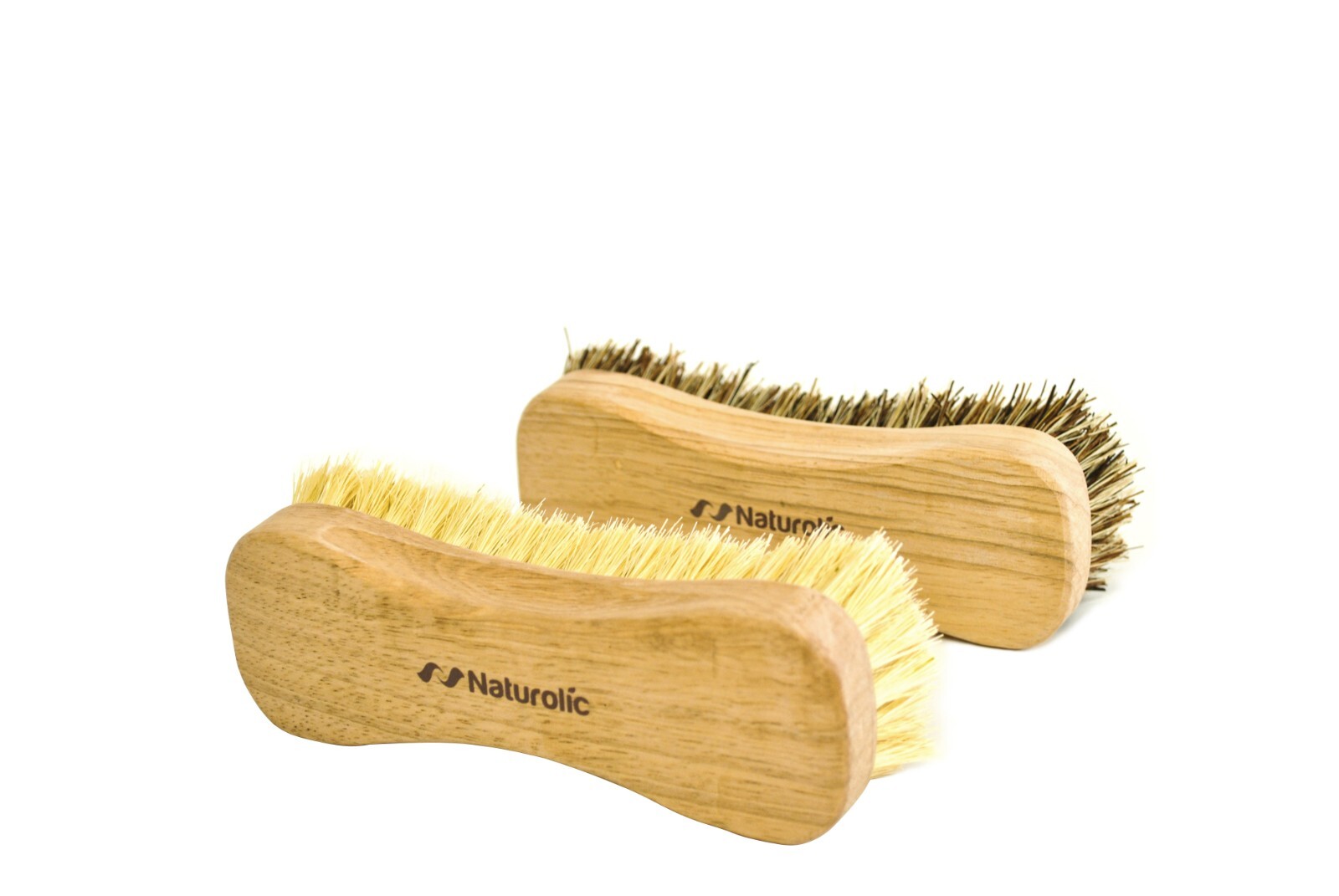 Naturolic All-Natural Wooden Scrub Brush Set | Palmyra & Tampico Bristle Brushes