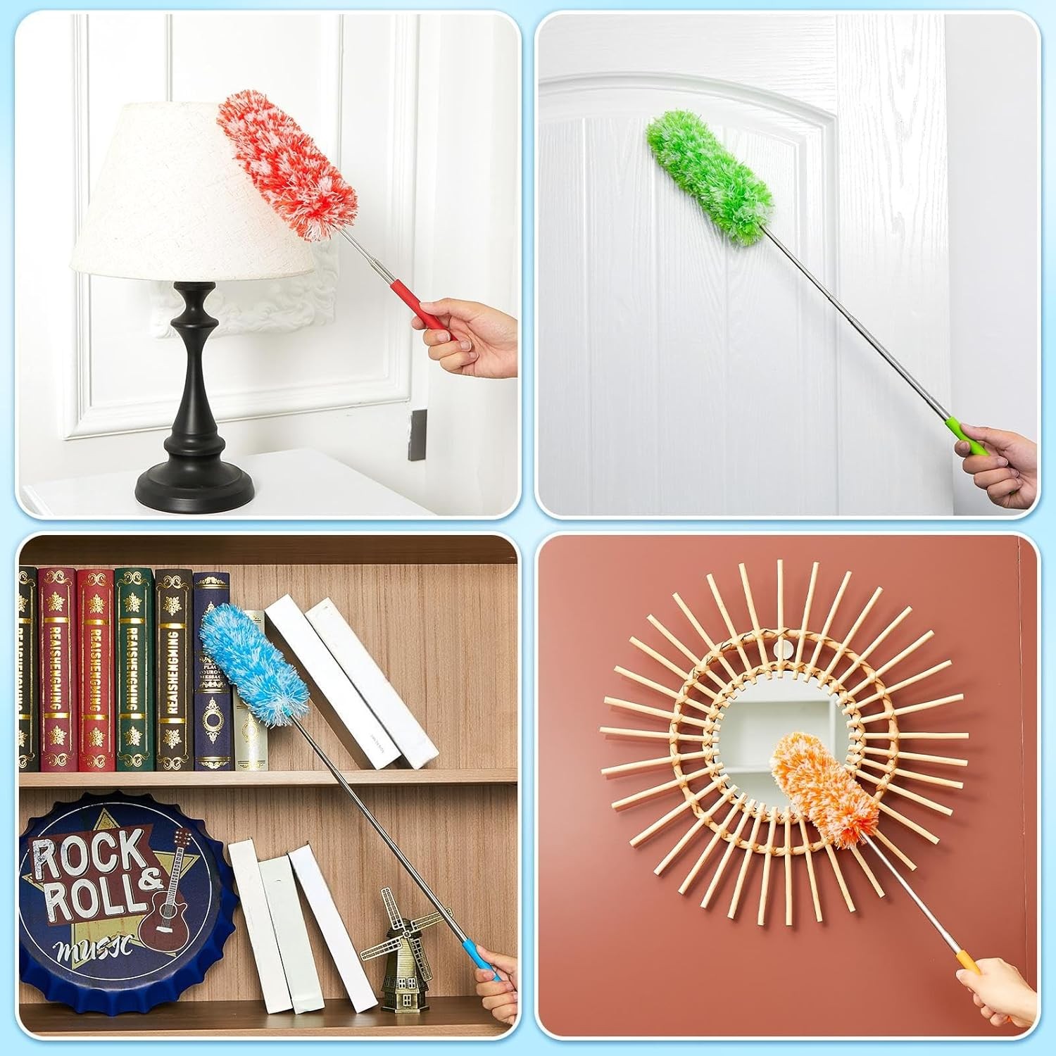 12 Pcs Microfiber Feather Duster Cleaning 13-31 Inch Extendable Cobweb Dusters