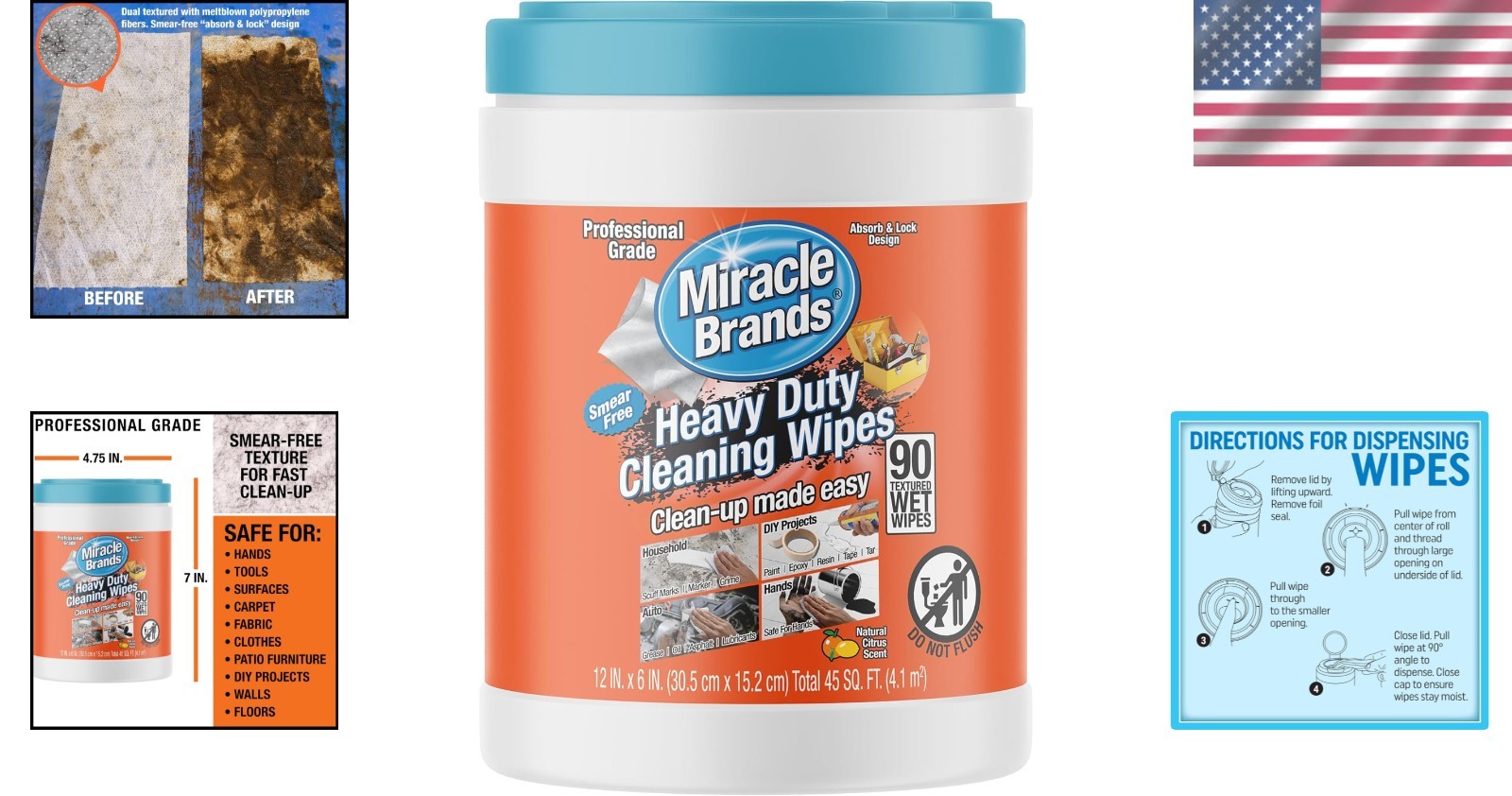 Heavy Duty All-Purpose Cleaning Wipes – Coconut Scent, 90 Count