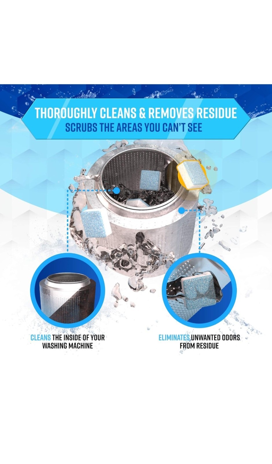 Active Washing Machine Cleaner and Descaler Tablets for HE Front and Top Loaders