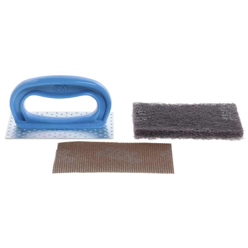 3M Metal Cool Griddle Cleaning System With Blue Plastic Handle – 4″L x 5 1/2″W