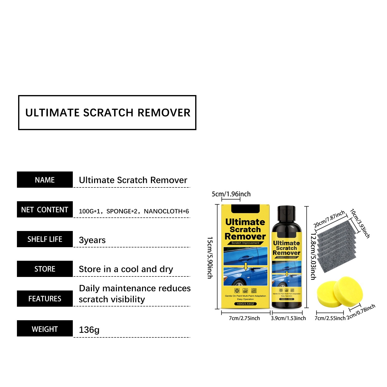 Car Scratch Repair Kit Nano Cloth Wipe off Abrasion Scratches Restore Original P
