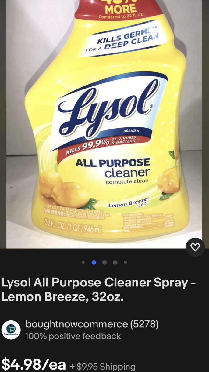 Lysol All Purpose Cleaner Spray – Lemon Breeze, 32oz. Check Other Listing 4 Gift