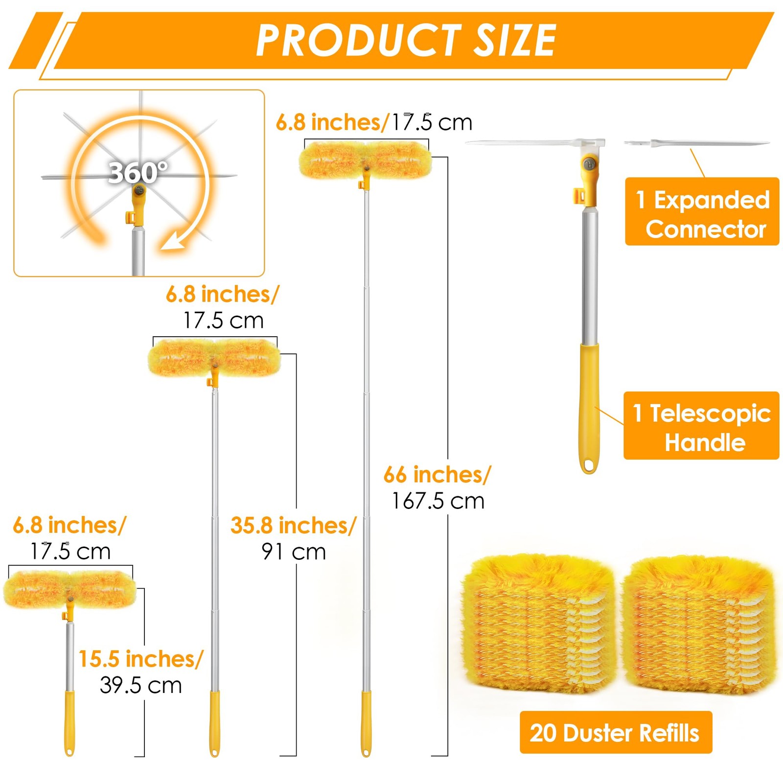 Dusters for Cleaning with 20 Refills for Flash Extendable Handle Heavy Duty