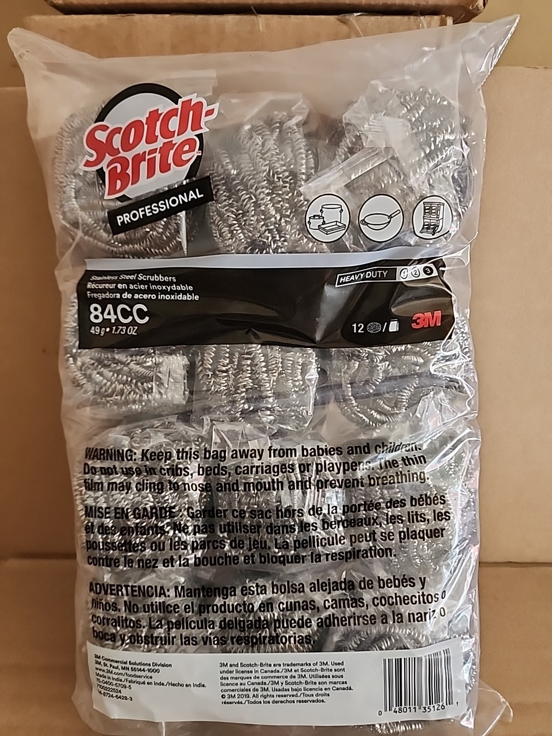 SCOTCH-BRITE 12PCS STEEL WOOL SCRUBBER PADS, 12 PACK – STAINLESS STEEL
