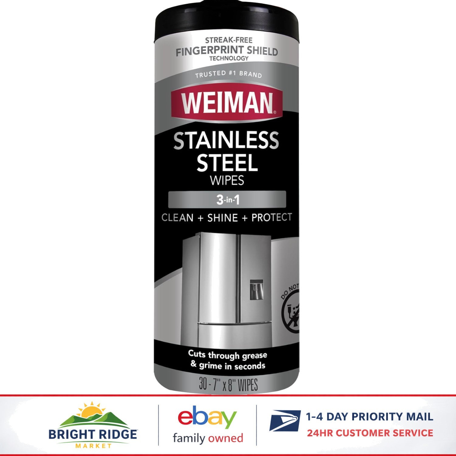 Stainless Steel Cleaner Wipes – 30 Count for Appliances and Grill Exteriors