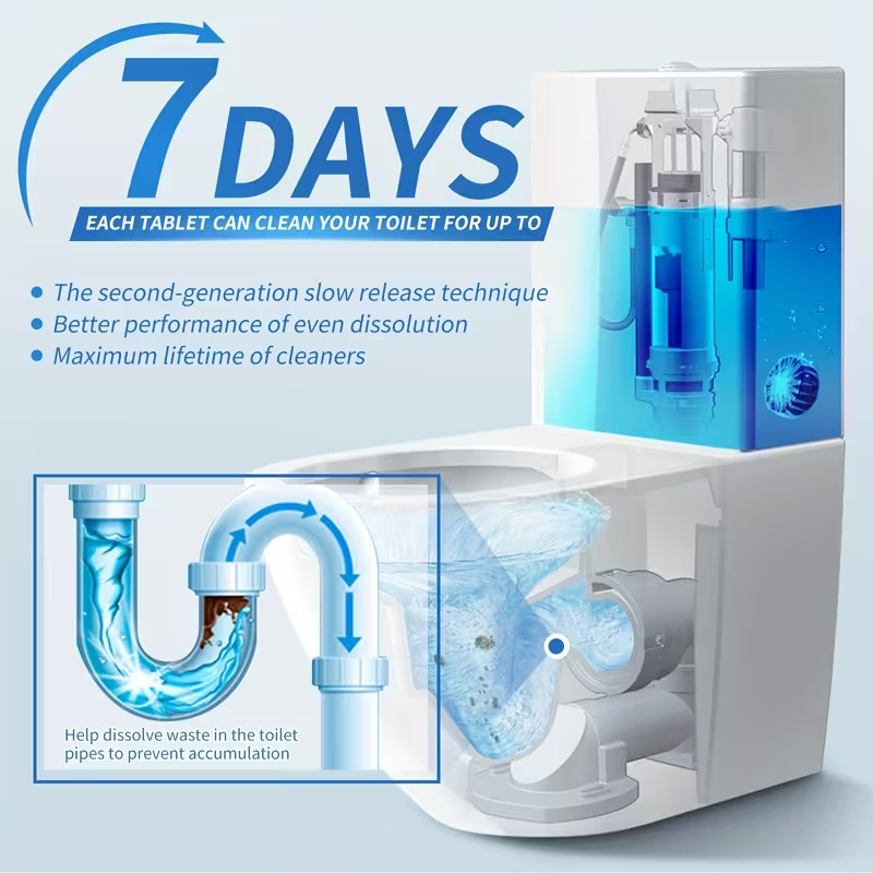 Automatic Toilet Bowl Cleaner Tablets, Low Odor for Bathroom Freshness