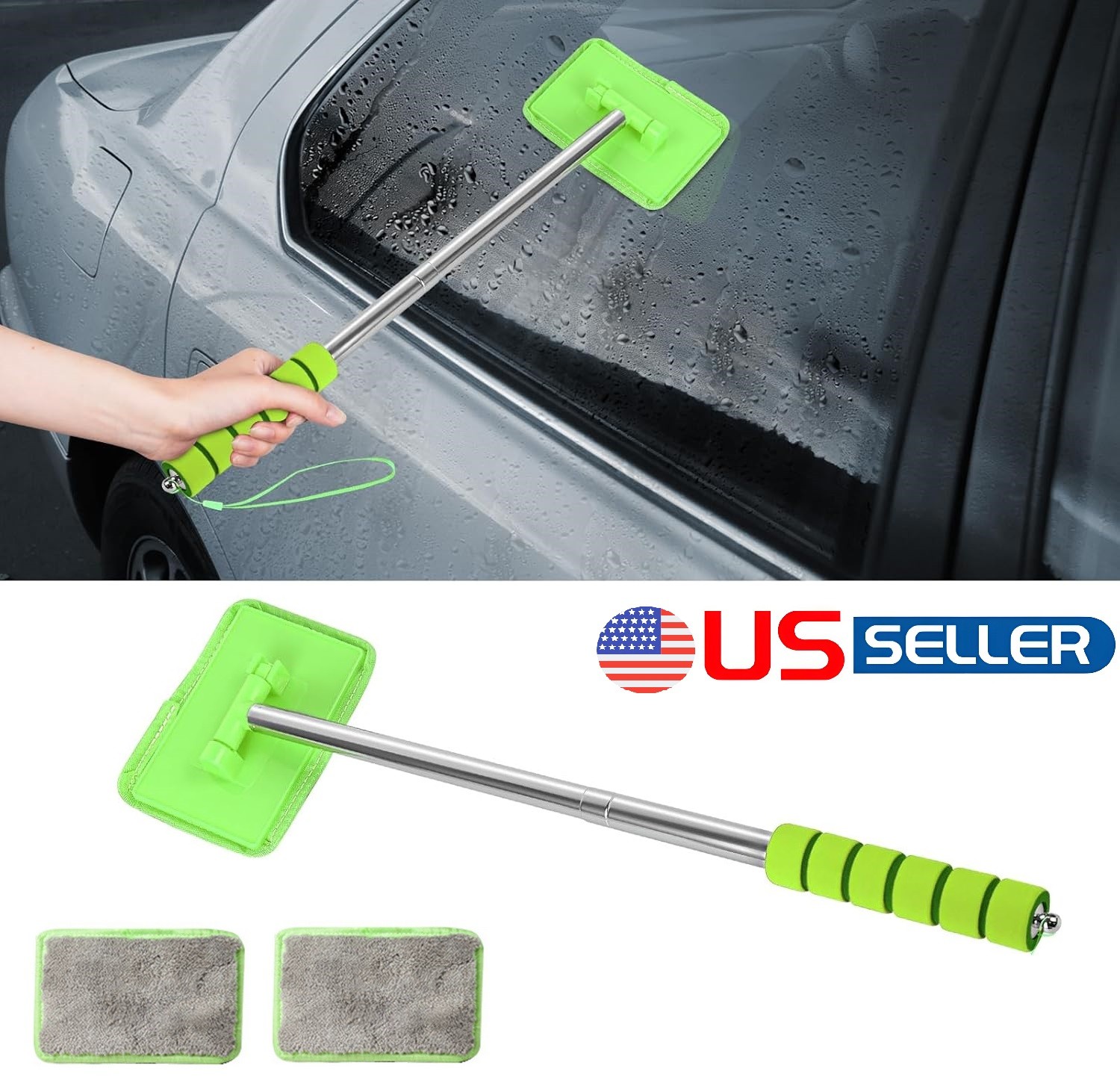 Windshield Cleaning Tool Kit Car Window Glass Wiper Cleaner Brush Pad Extendable