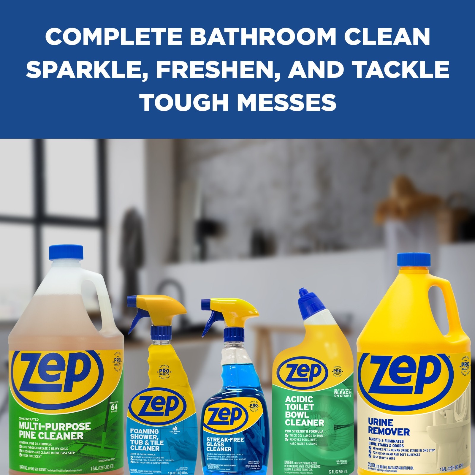 (6 Pack) Zep Foaming Shower Tub & Tile Cleaner 32 oz Bathroom Soap Scum Remover