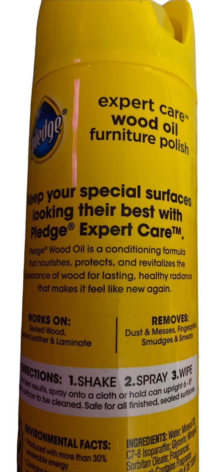 Pledge Furniture Polish EXPERT CARE Wood Oil Amber & Argan Scent 9.7 oz