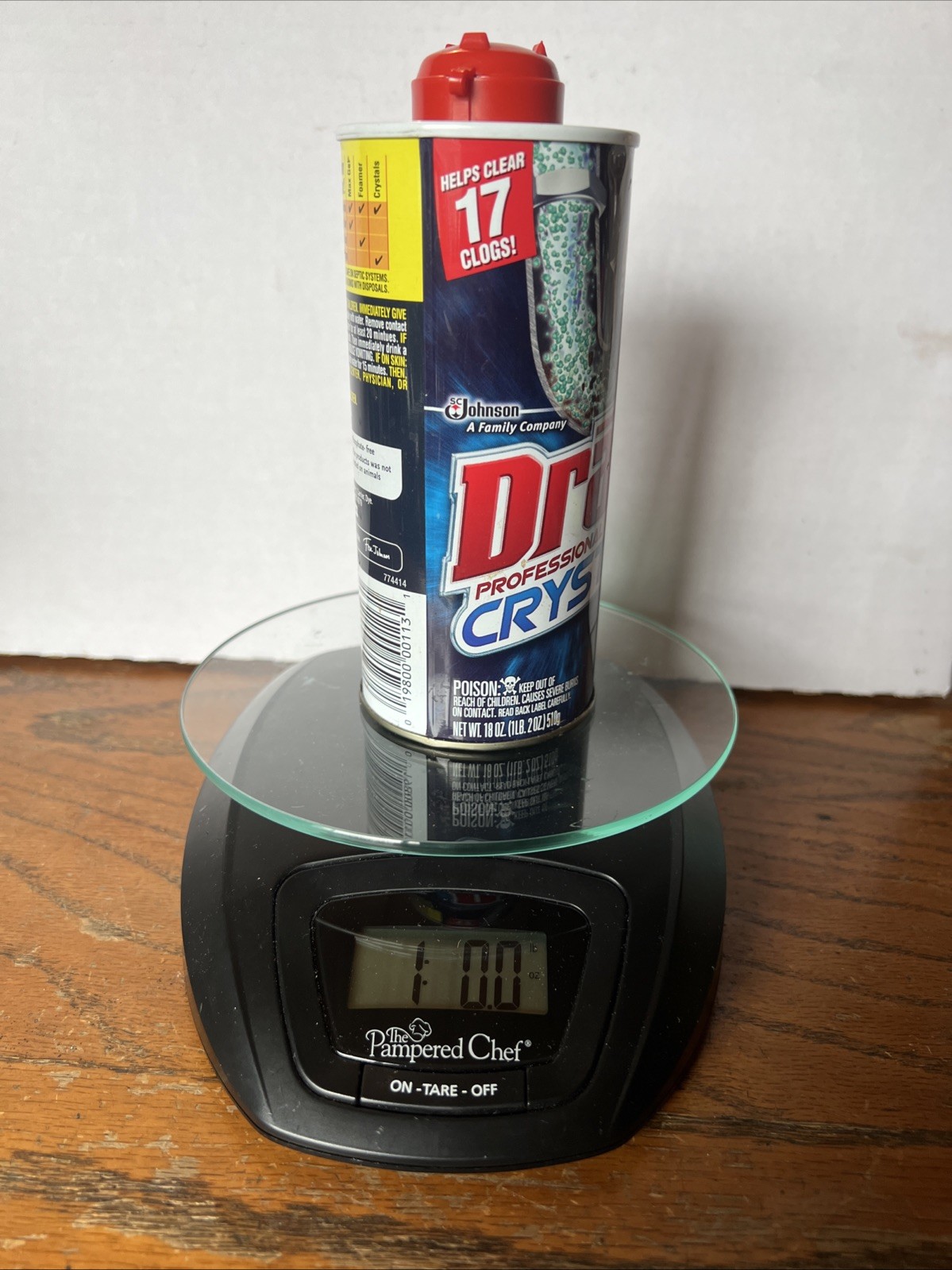 DRANO Professional Strength Crystals 2011 SC Johnson 18oz Opened Mostly Full