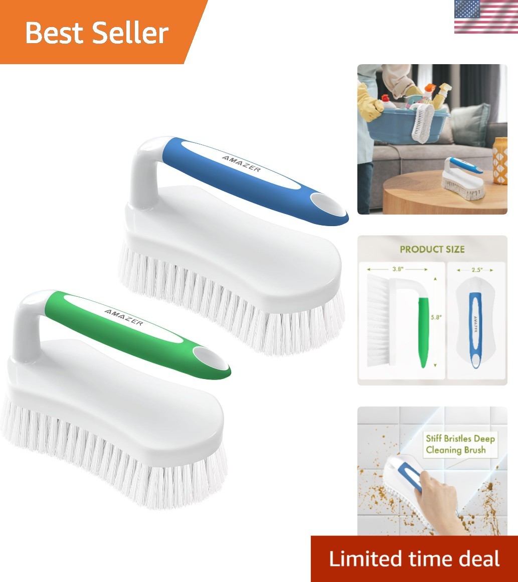 Durable Blue & Green Shower Scrub Brush – Comfort Grip & Heavy Duty Design