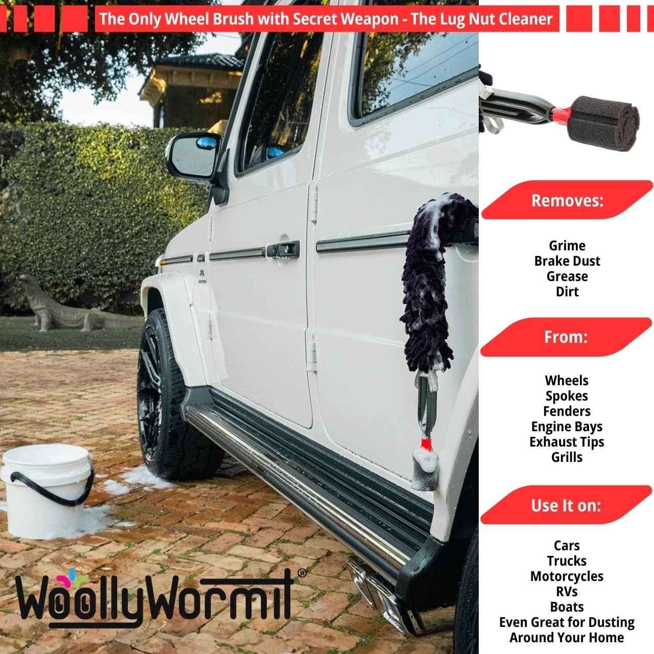 Wheel Cleaning Brush Car Detailing Kit – Rim Brush, Lug Nuts and Wheel Cleane…
