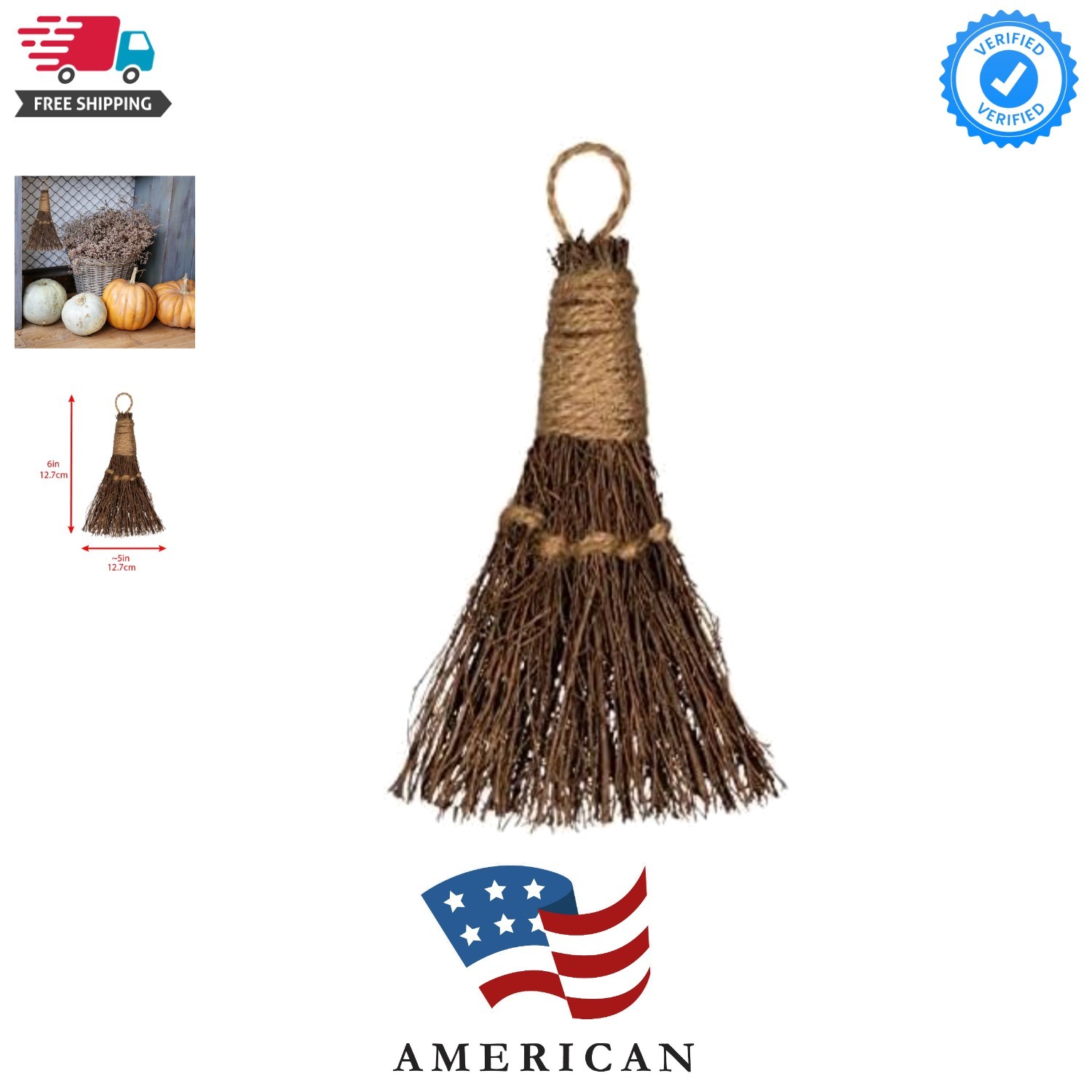 6in Mini Cinnamon Broom with Natural Fragrance – Ideal Rustic Home Accent