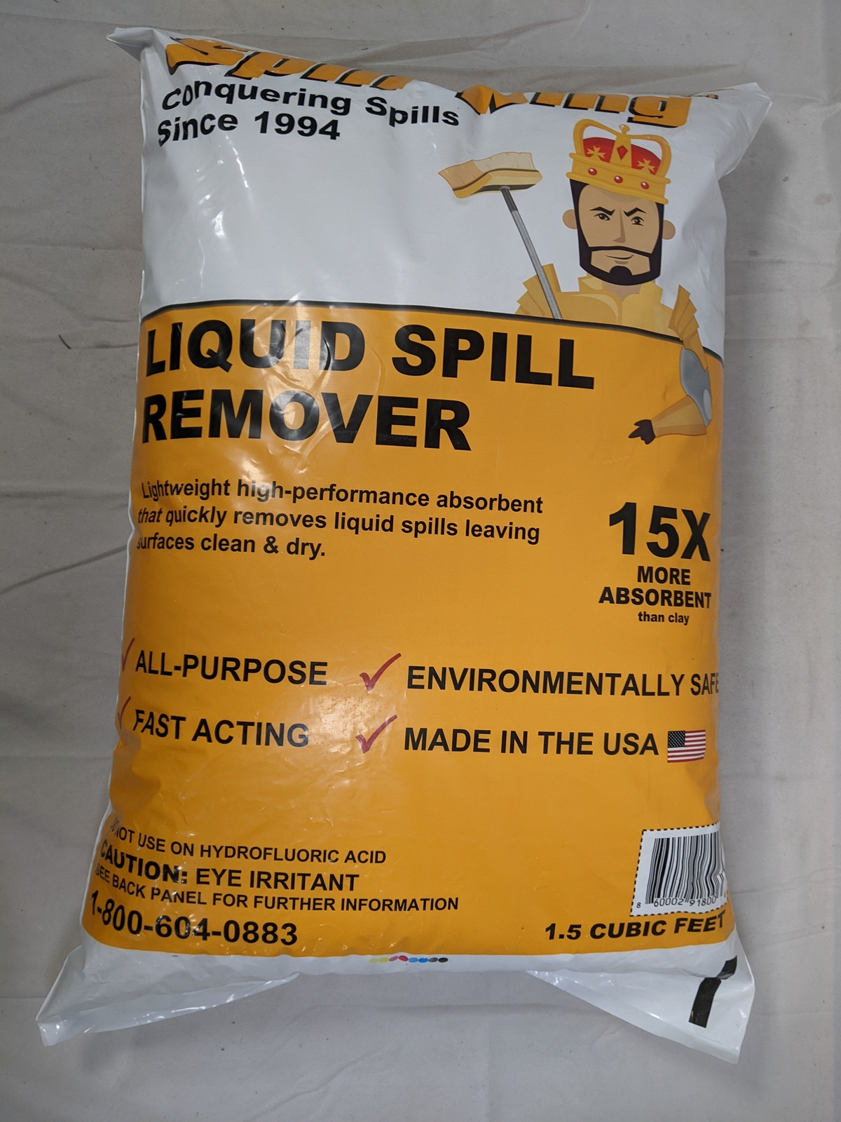 SPILL KING Absorbent Liquid Spill Remover 1 Bag 1.5 CU FT. Environmentally Safe