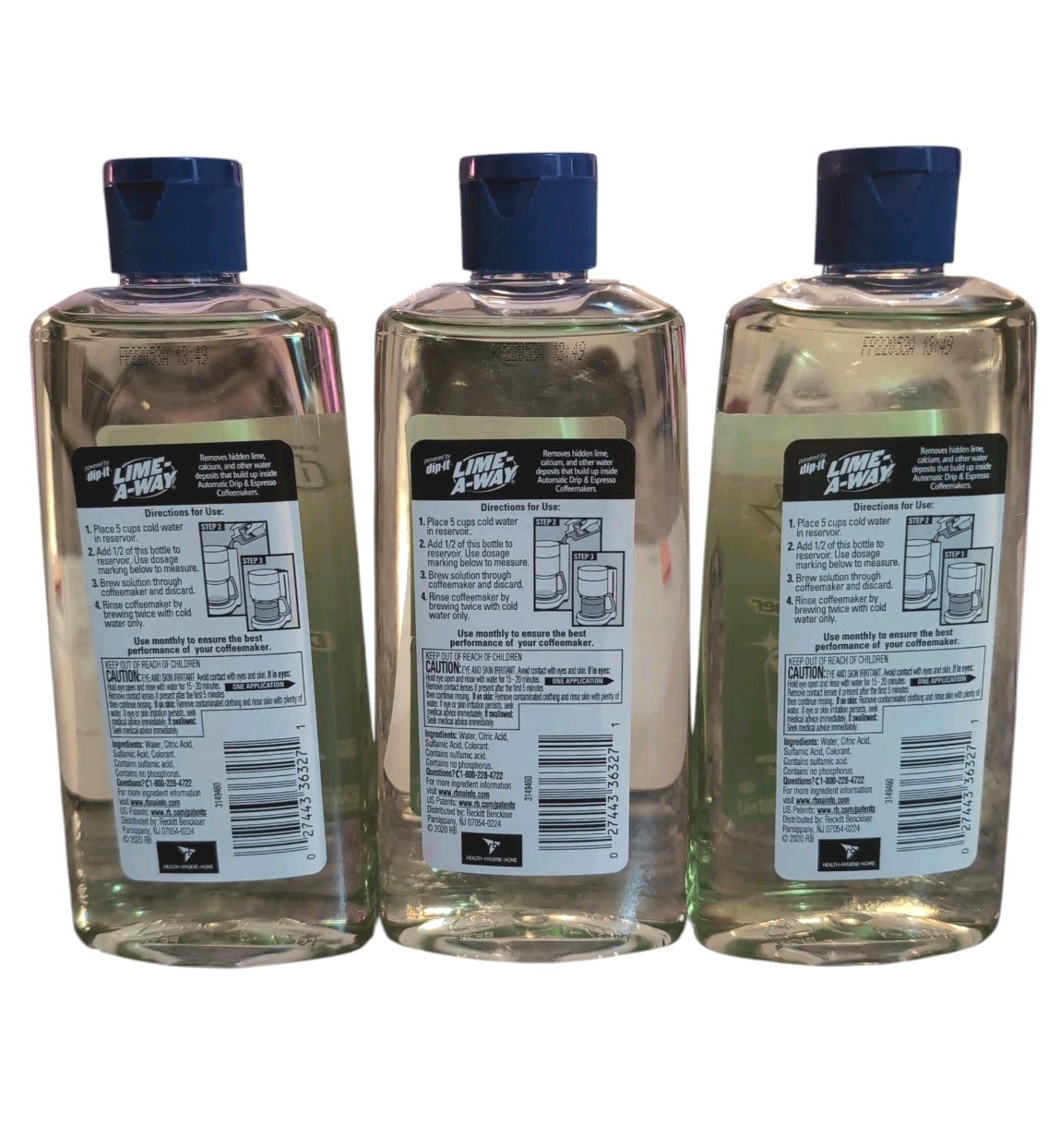 Dip-it Lime-A-Way Coffeemaker Descaler and Cleaner x3 Removes Calcium Build Up