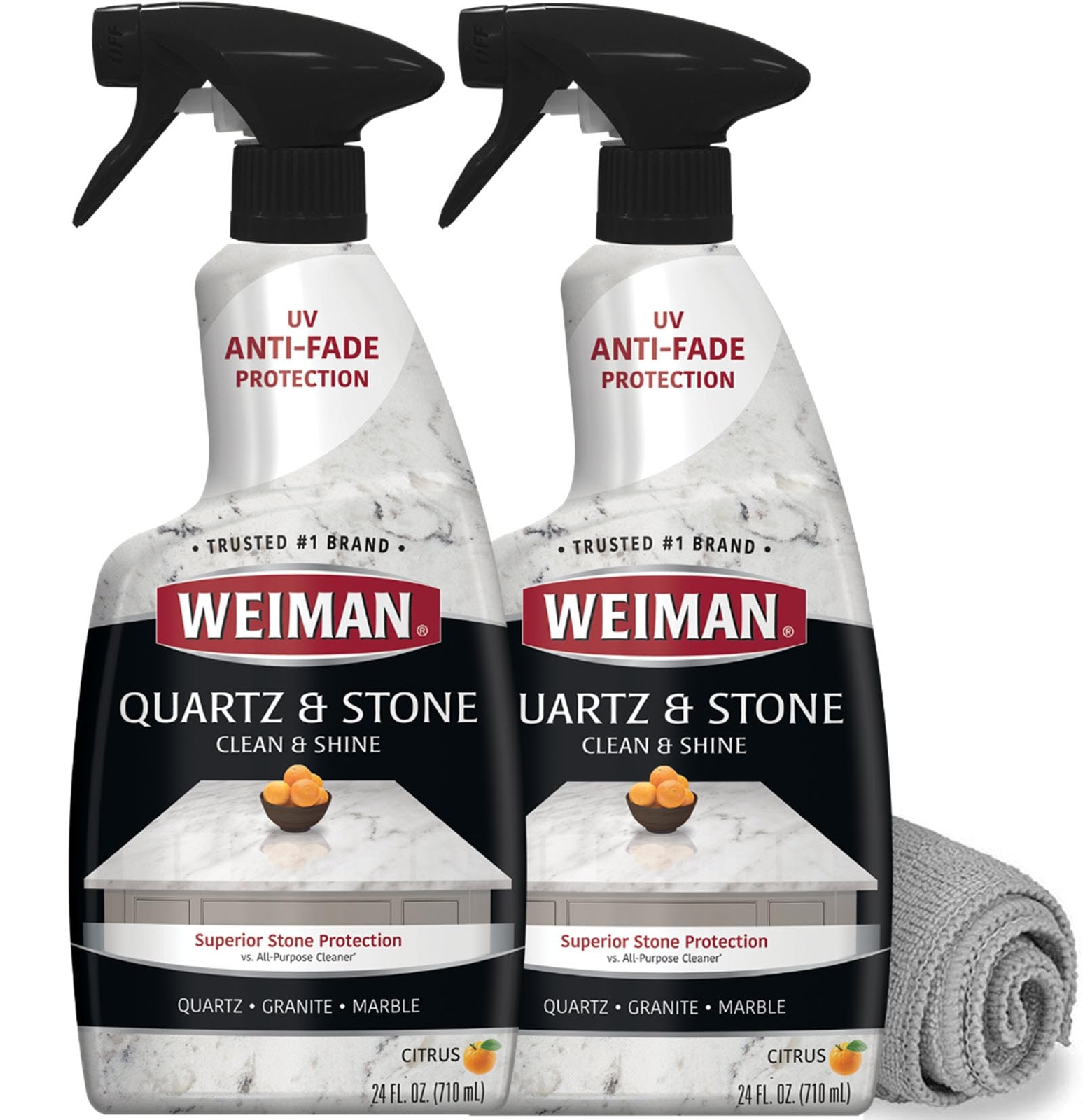 Quartz Cleaner 24 Oz Pack of 2 pH Neutral Streak Free Shine Citrus Scent