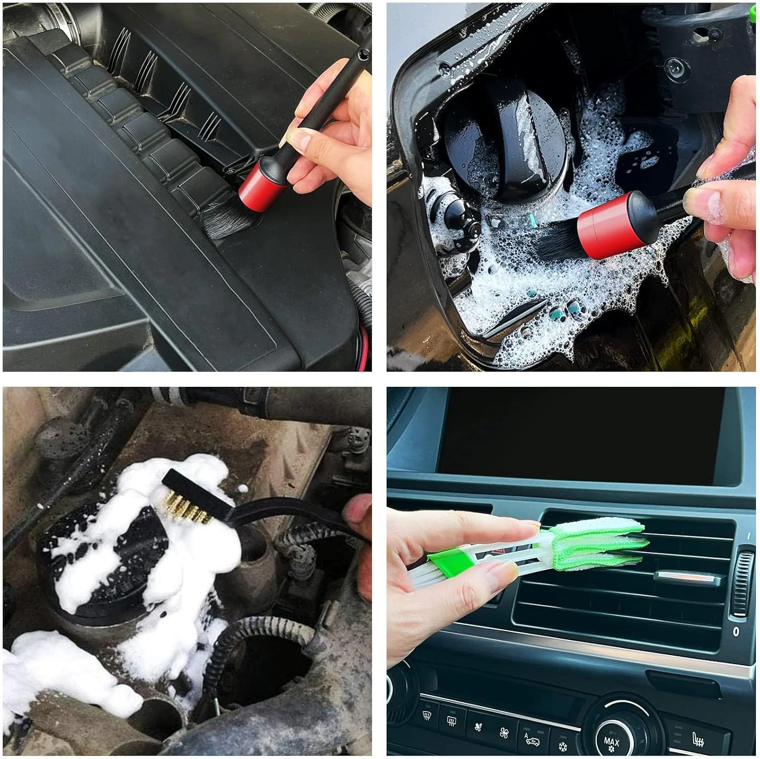 HMPLL 10pcs Auto Car Detailing Brush Set Car Interior Cleaning Kit Includes 5 Bo