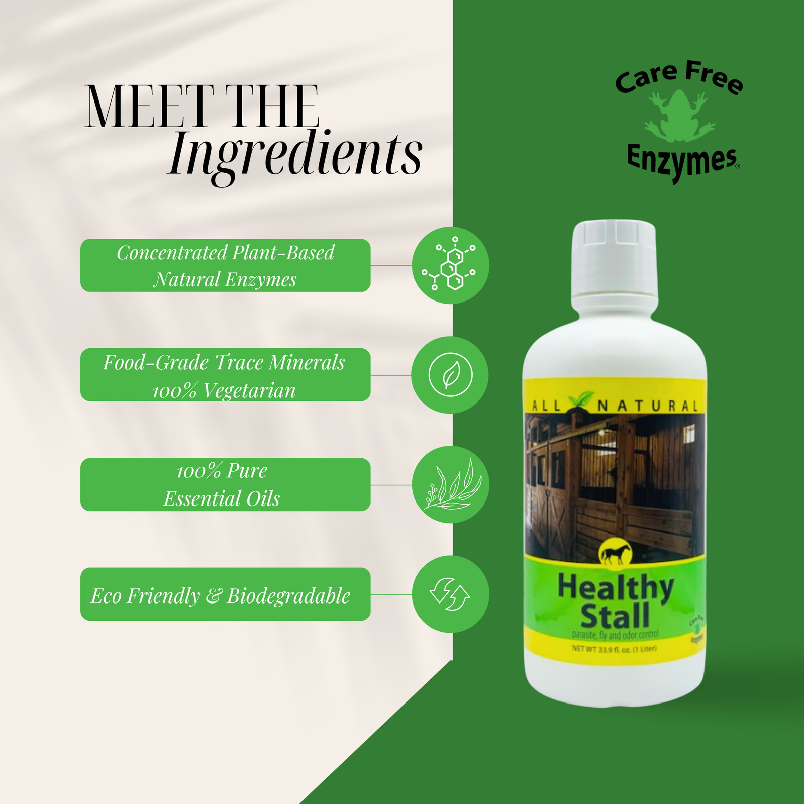 Natural Horse Stall Cleaner & Odor Eliminator | Healthy Stall | 32 oz, 33.9 oz &