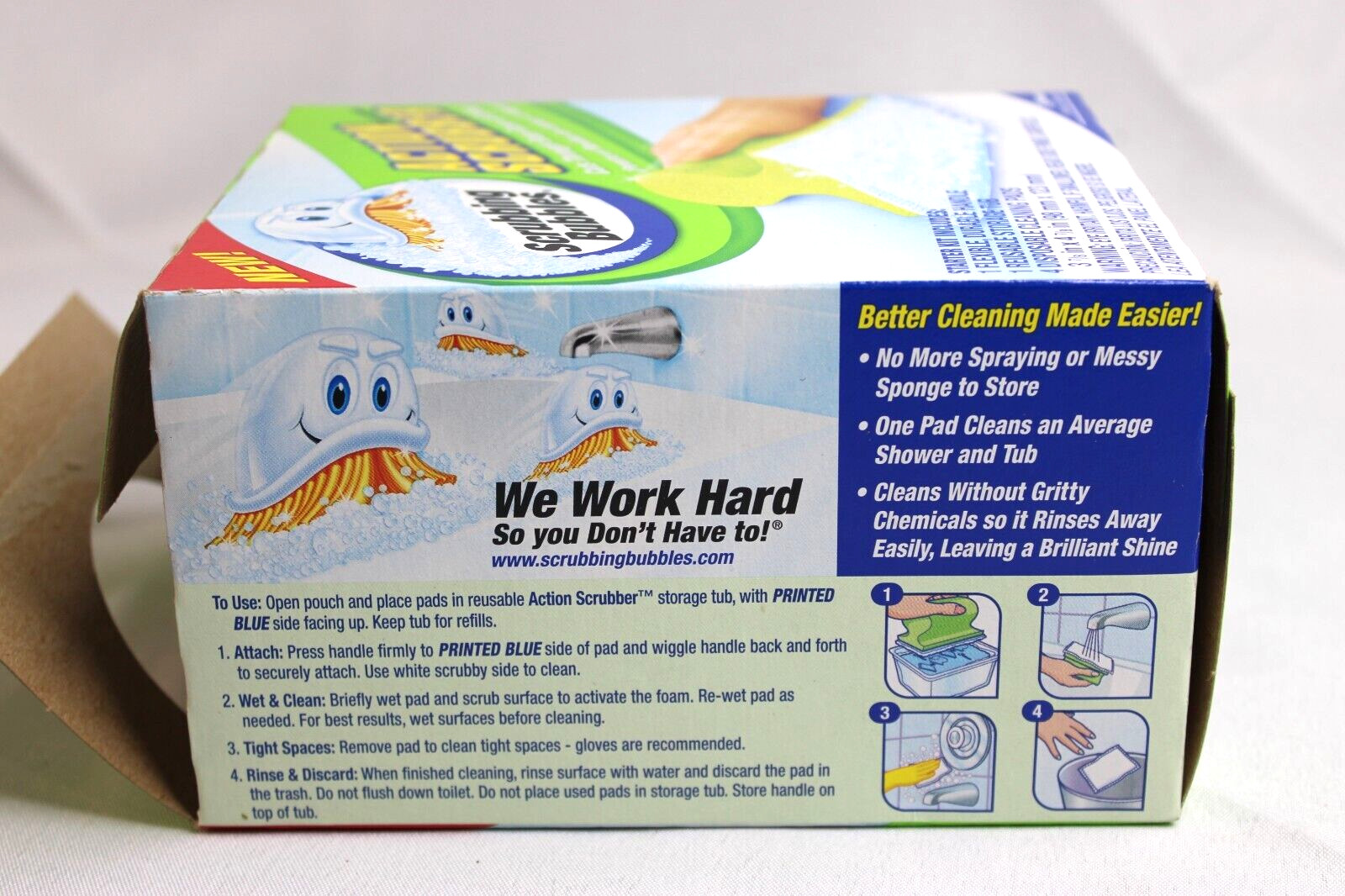 Scrubbing Bubbles Action Scrubber Tub & Shower Starter Kit 4 Pads Handle – NOB