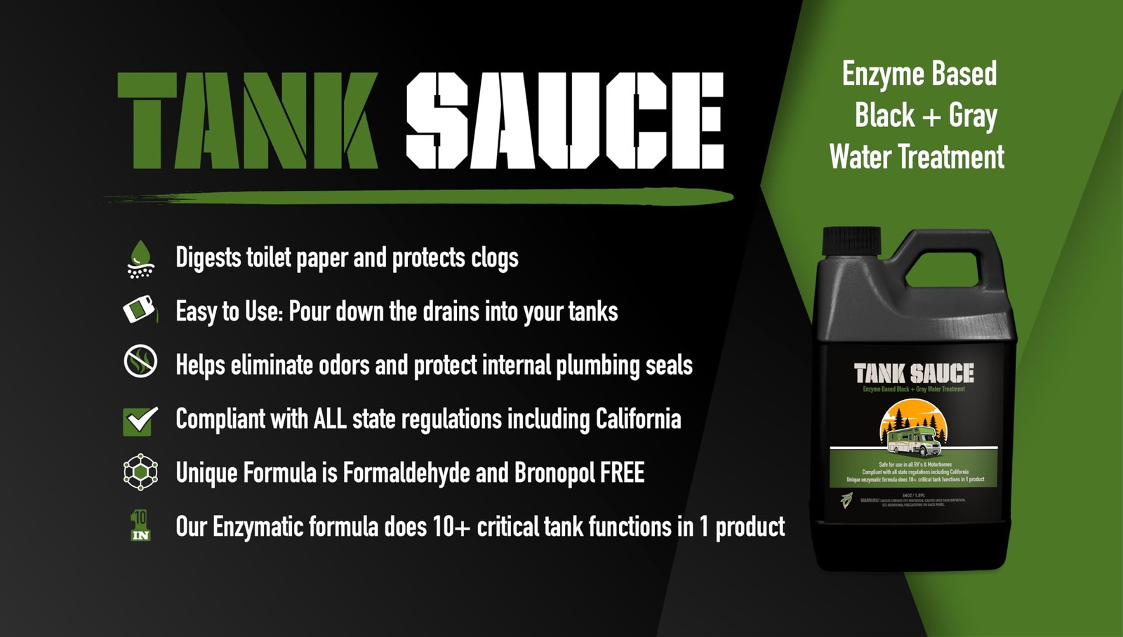 Tank Sauce, Black and Gray Water Treatment for RVs, 64 oz