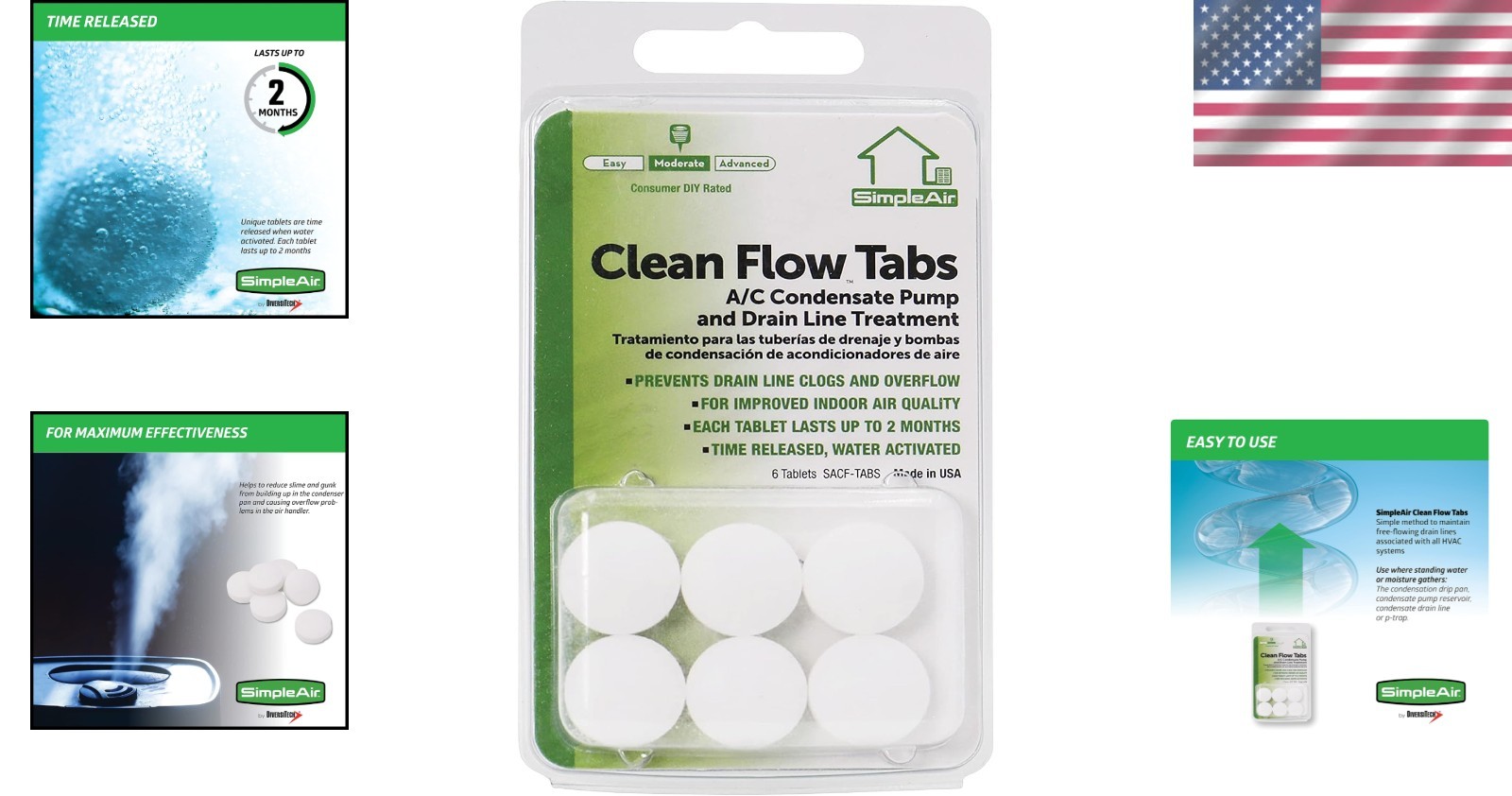 Clean Flow Tabs for AC Units & HVAC – 6 Pack for Optimal Drain Maintenance