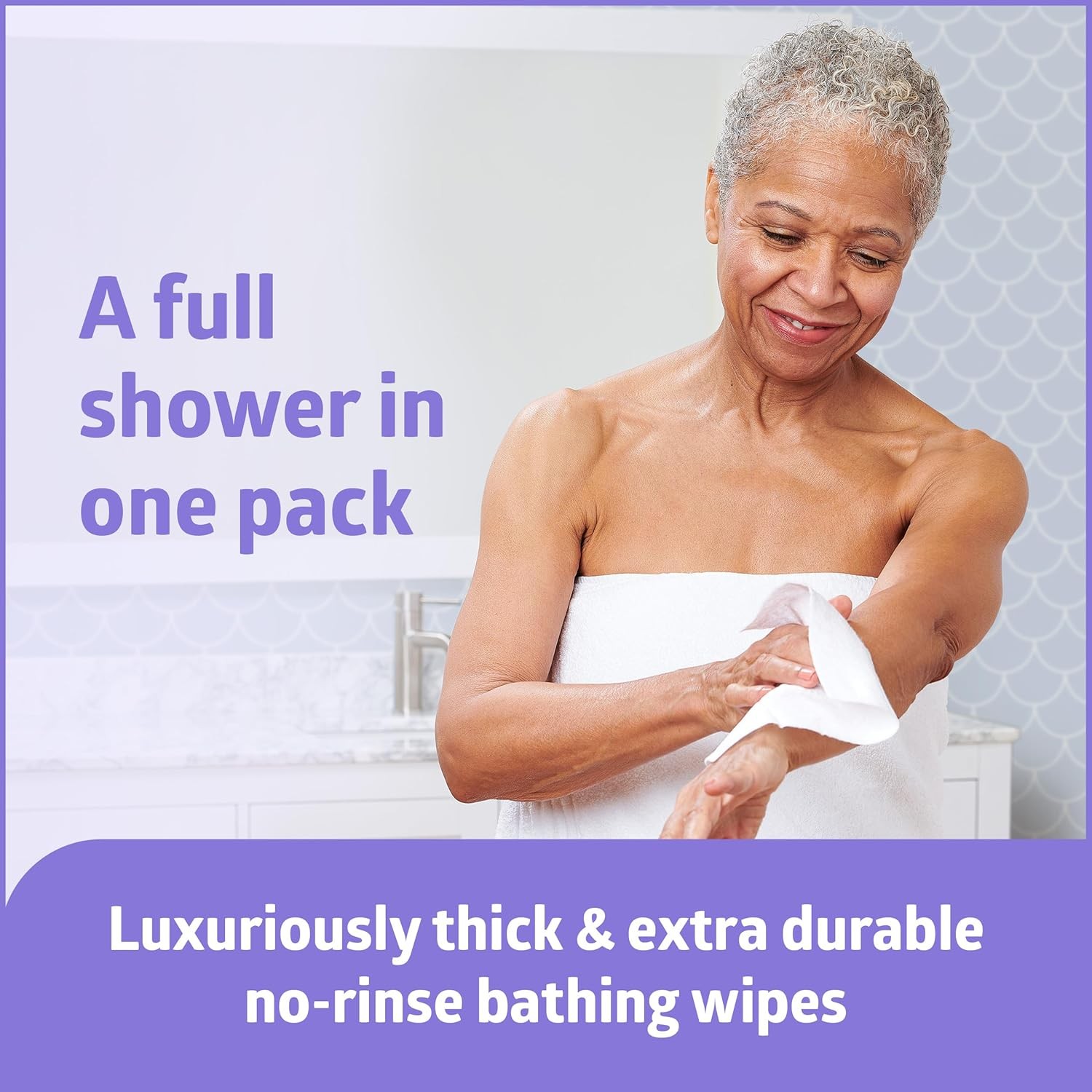 Medline ReadyBath LUXE Extra Thick Adult Bath Wipes, 192 Wipes (8 Wipes, 24 Pa