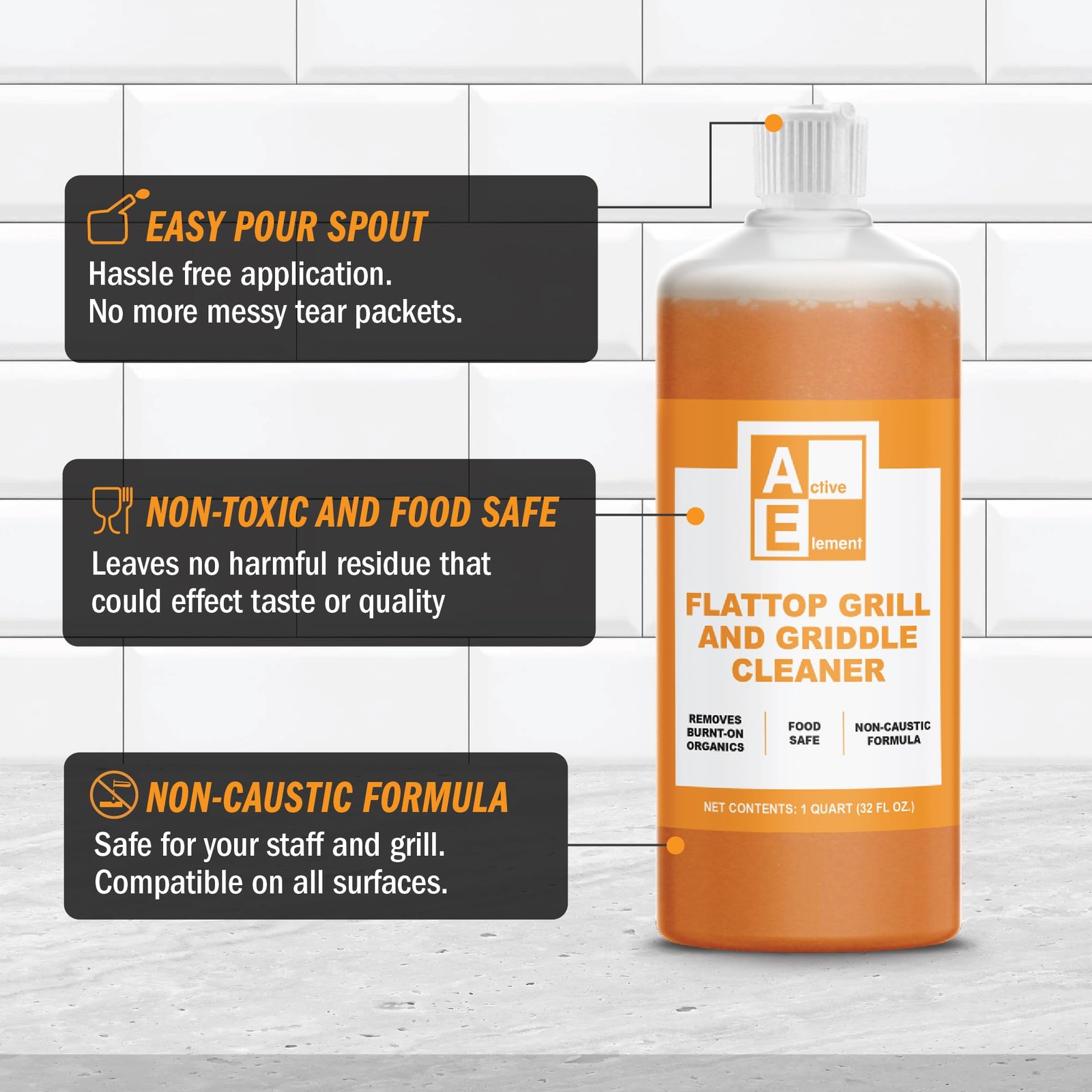 Flat Top Grill Cleaner – 32 fl oz | Griddle Cleaner, Removes Burnt-On Residue…