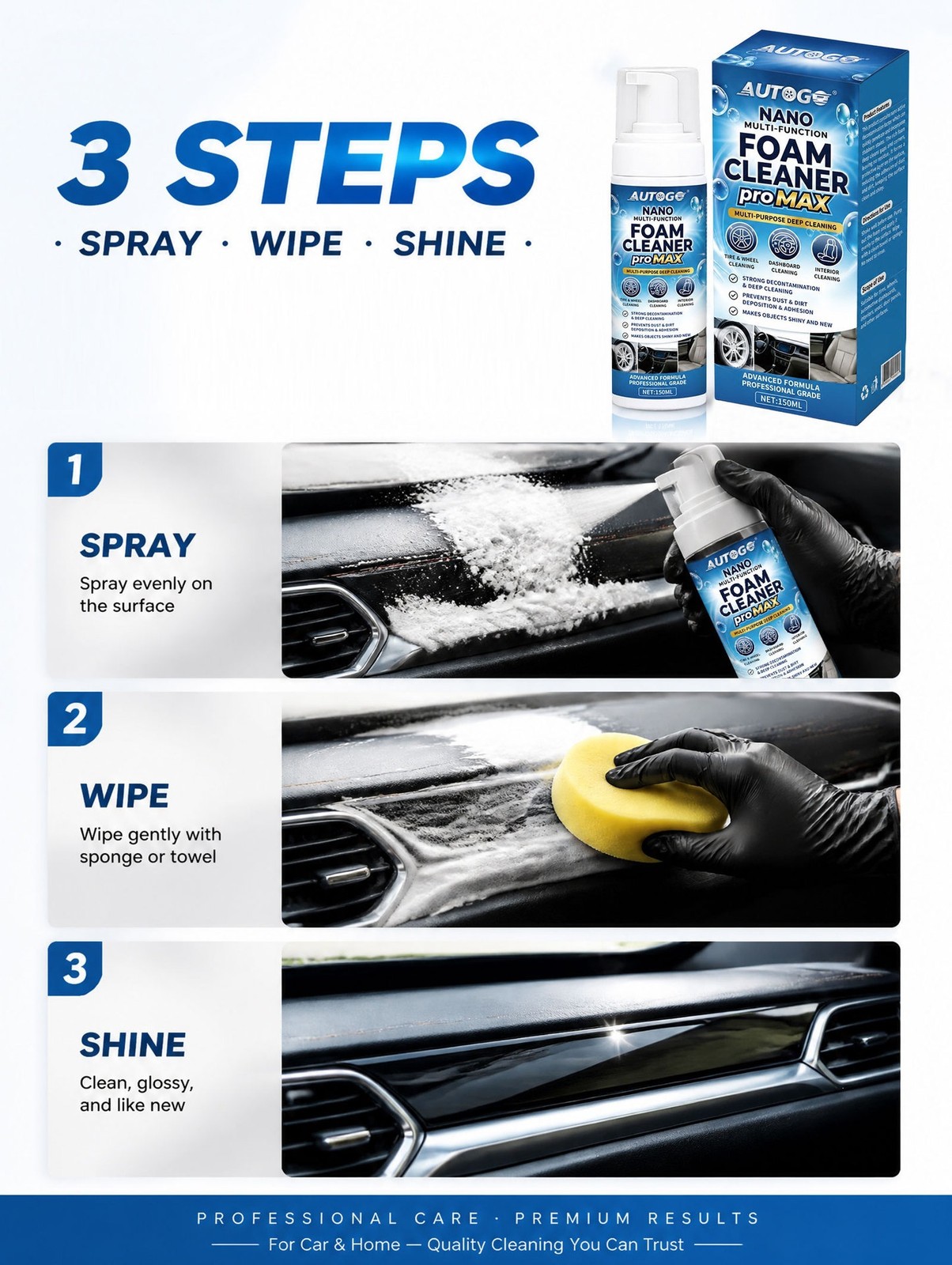 Nano Multi-Functional Foam Cleaner Pro Max, Professional Car Interior Deep Clean