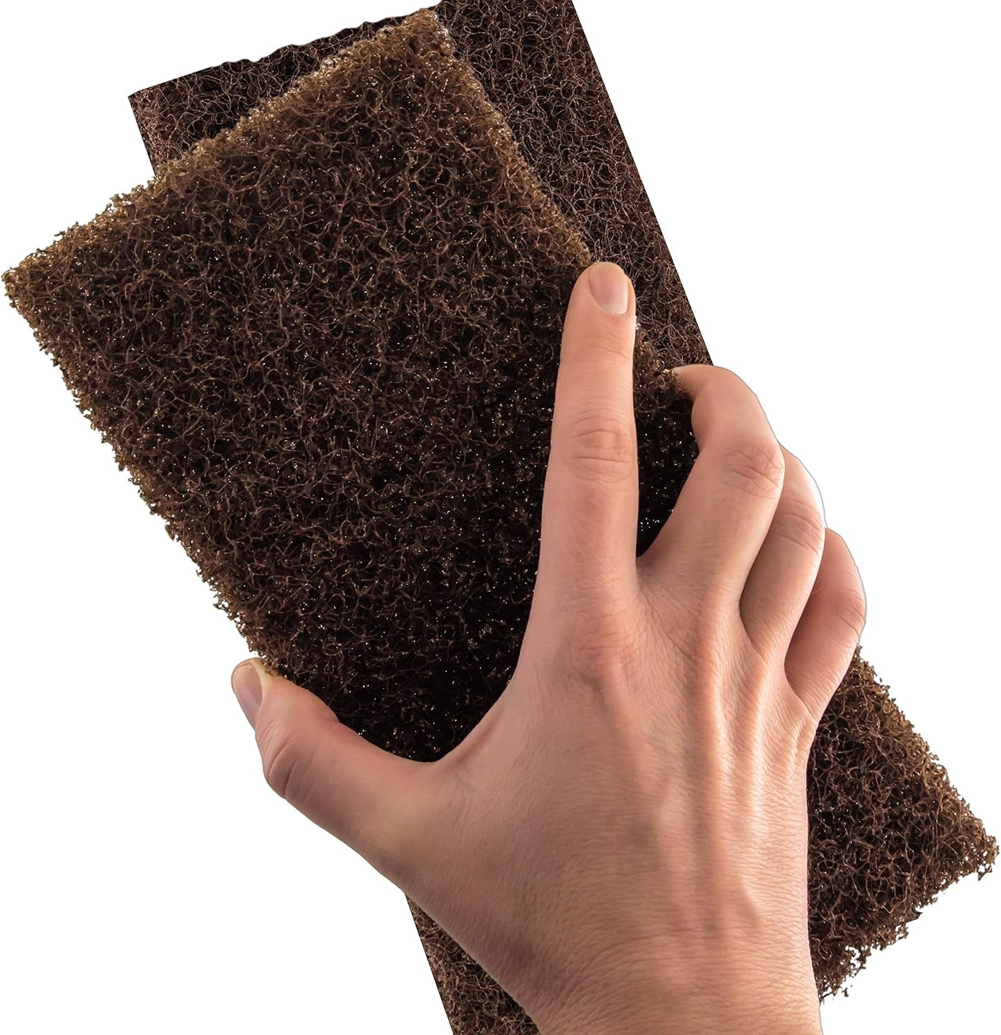 Heavy Duty XL Scouring Pad 2 Pack Brown Nylon Scrubber Pads 10×4.5in