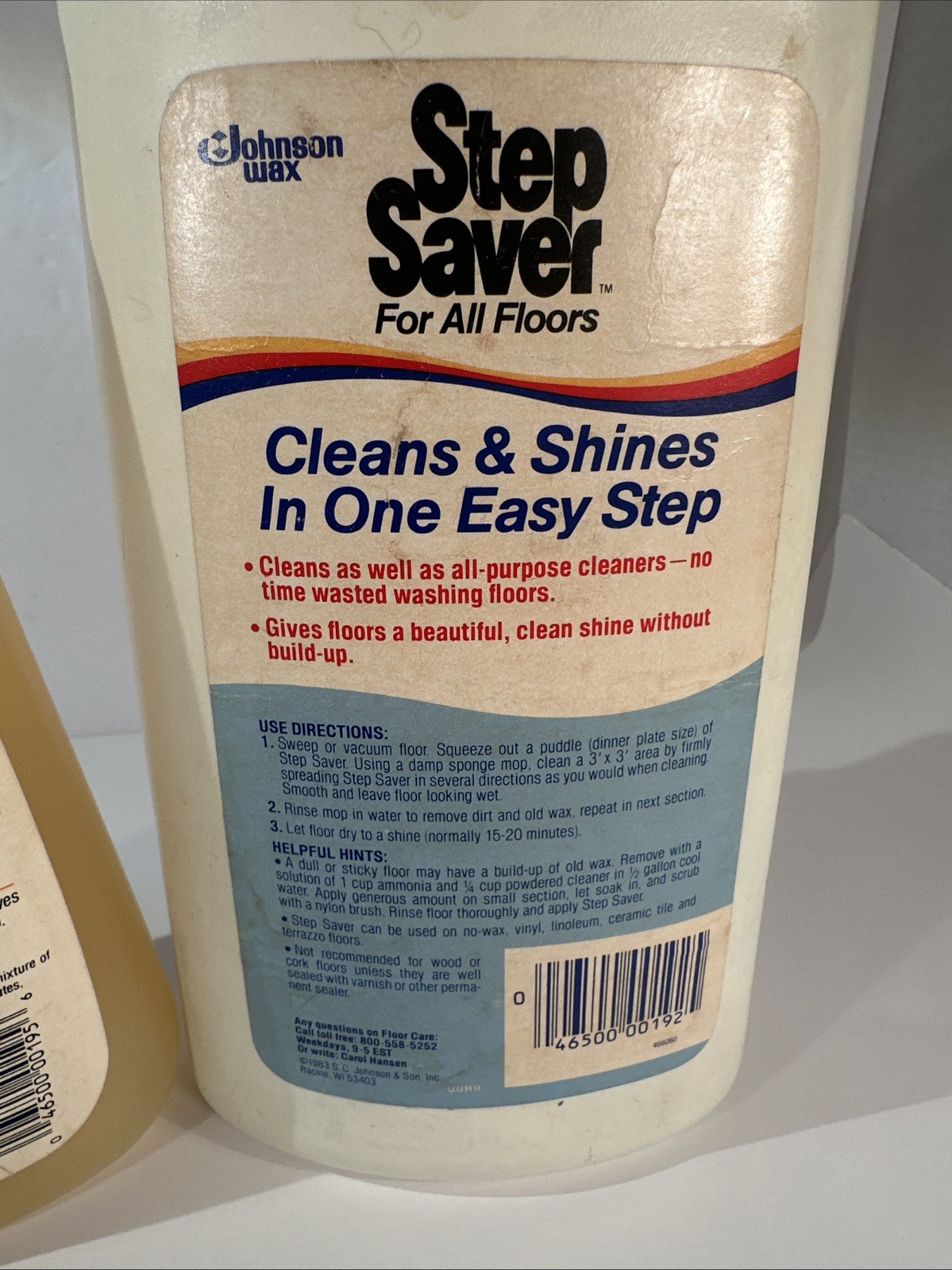 2 Vtg SC Johnson Wax Step Saver Floor Care 1 Half & 1 FULL NOS Movie Prop