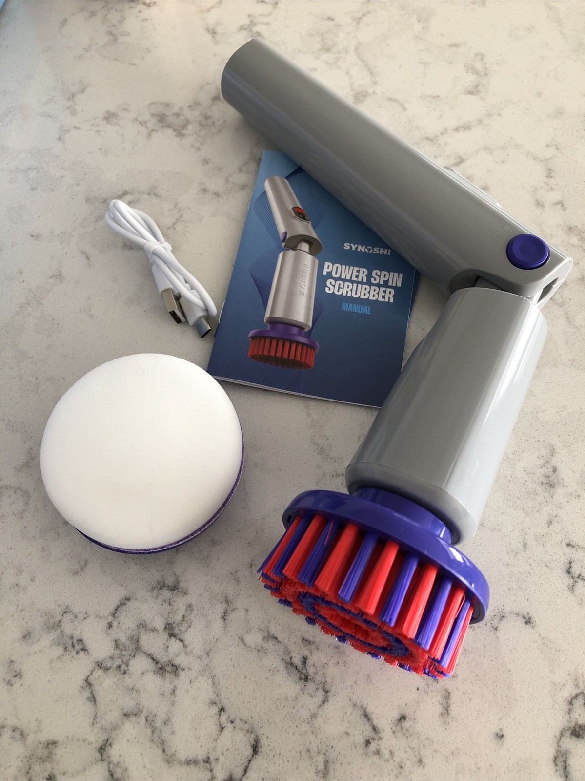 Synoshi Cordless Power Spin Scrubber Rechargeable – Upgraded Battery