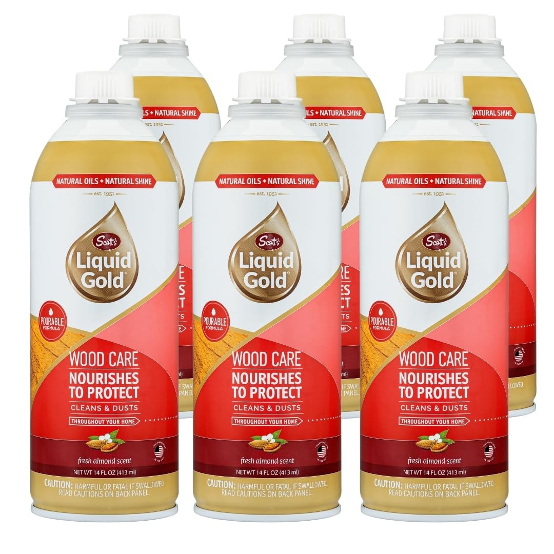 Scott’s Liquid Gold Pourable Wood Cleaner and Polish (Non-Aerosol), 14 oz, Si…