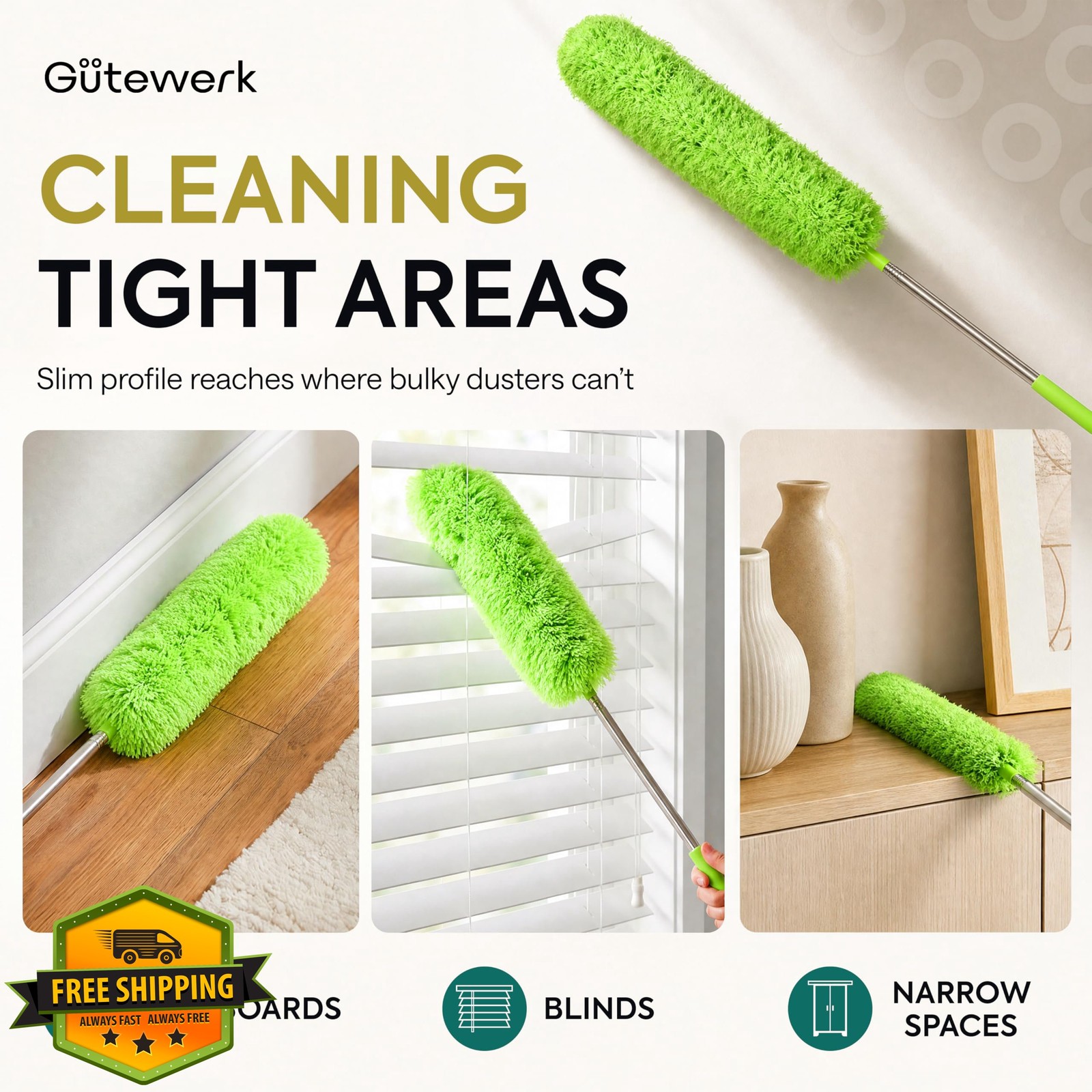 GÜTEWERK Microfiber Duster Green 100 Inch