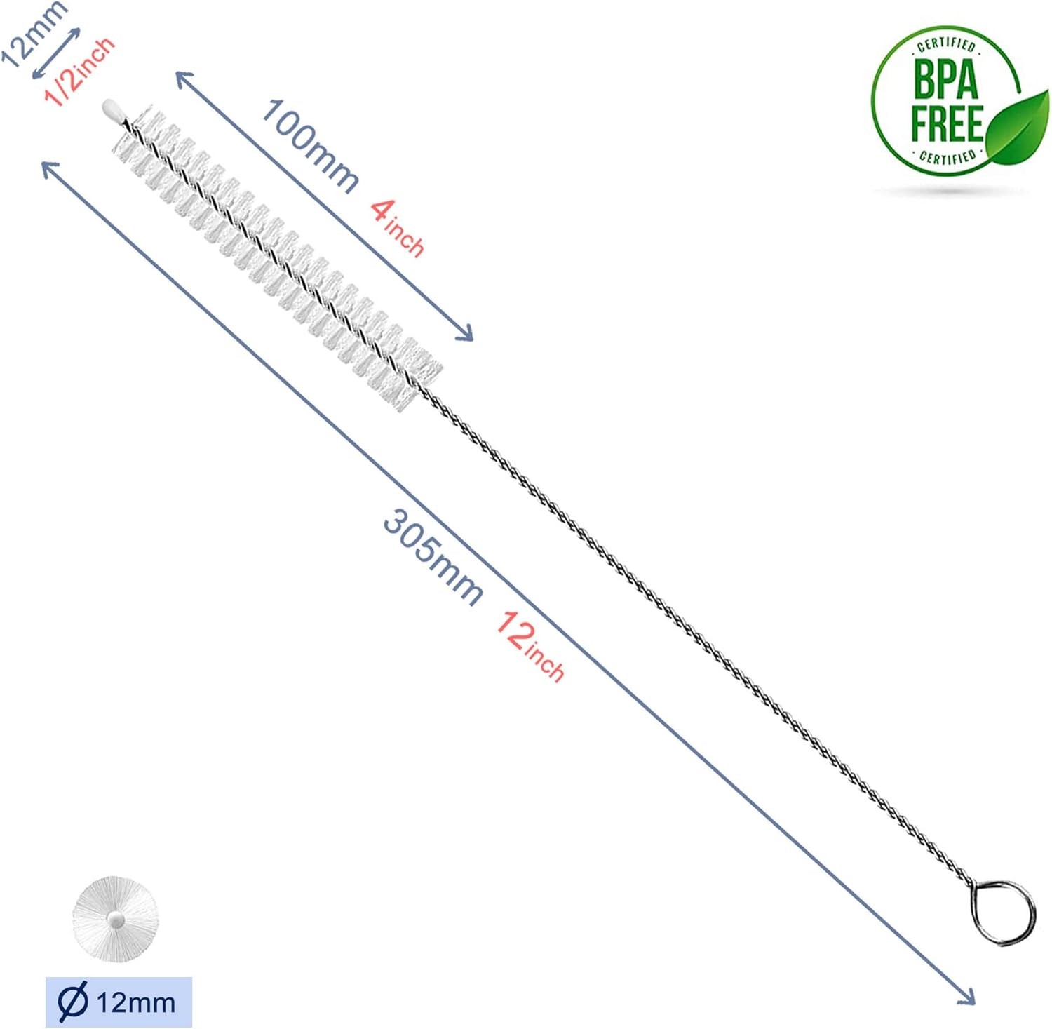 Straw Cleaner Brush Extend 12 inch Extra Wide 12mm diam Pipe Cleaners Extra New