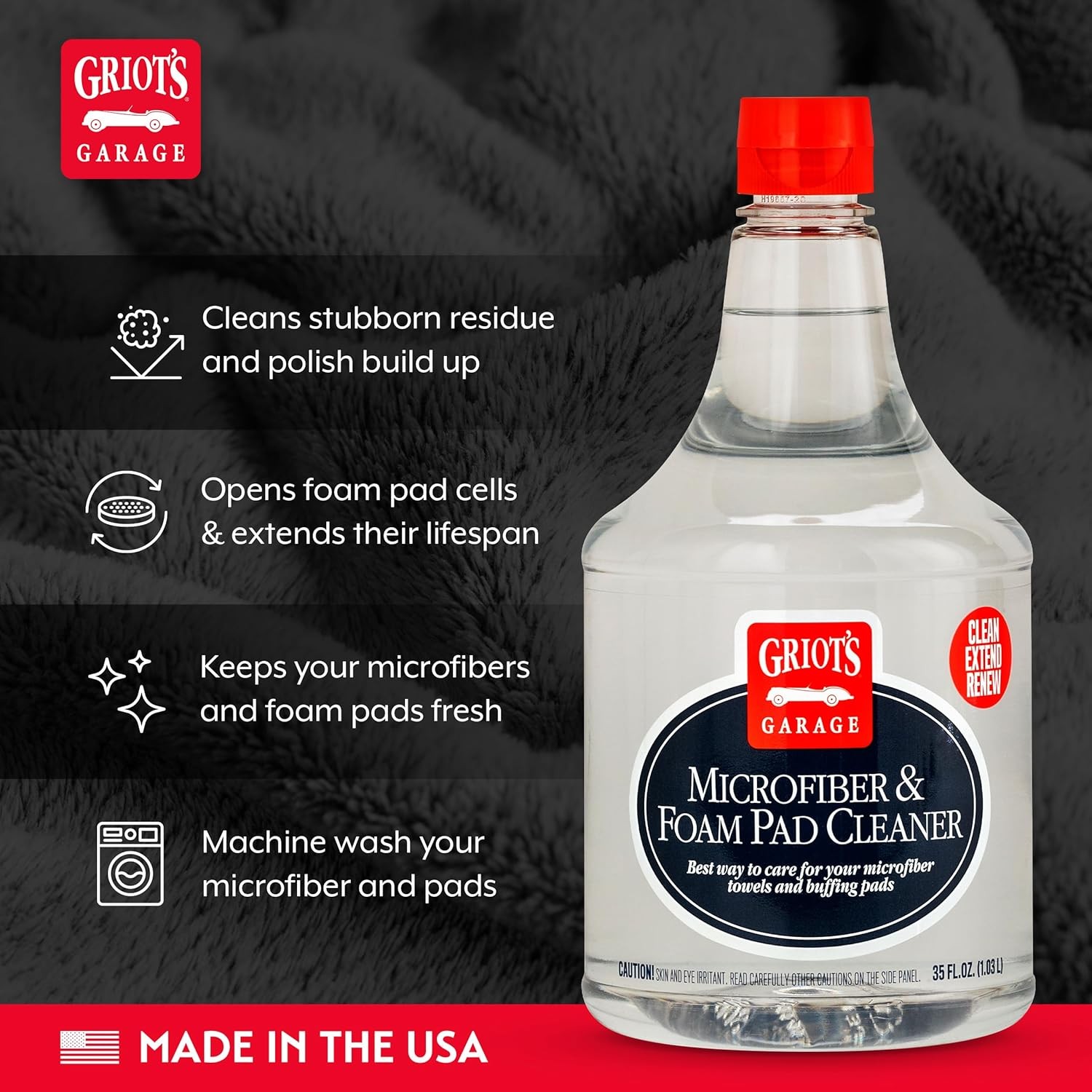 Griot’s Garage Microfiber and Foam Pad Cleaner, Removes Polish, Wax, and Seal…