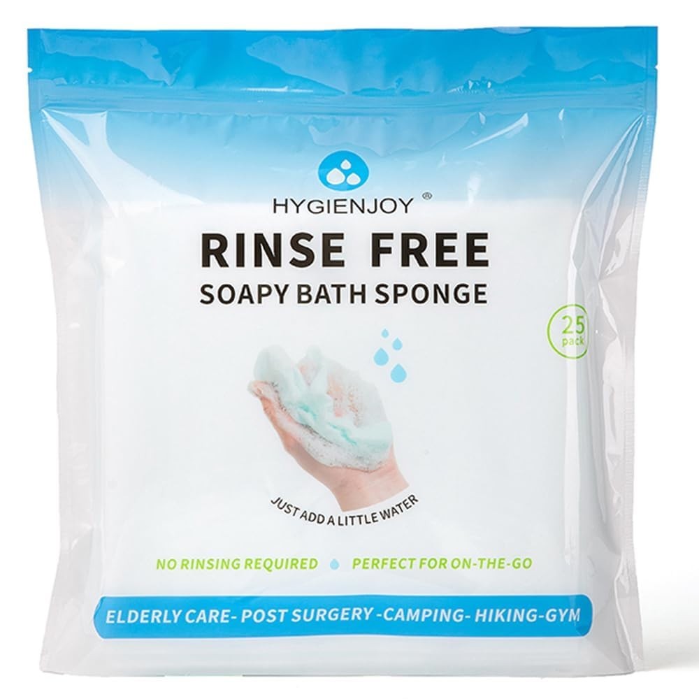21% Larger,No Rinse Bathing Wipes for Adults-Rinse Free Bath Sponges,Soap Infuse