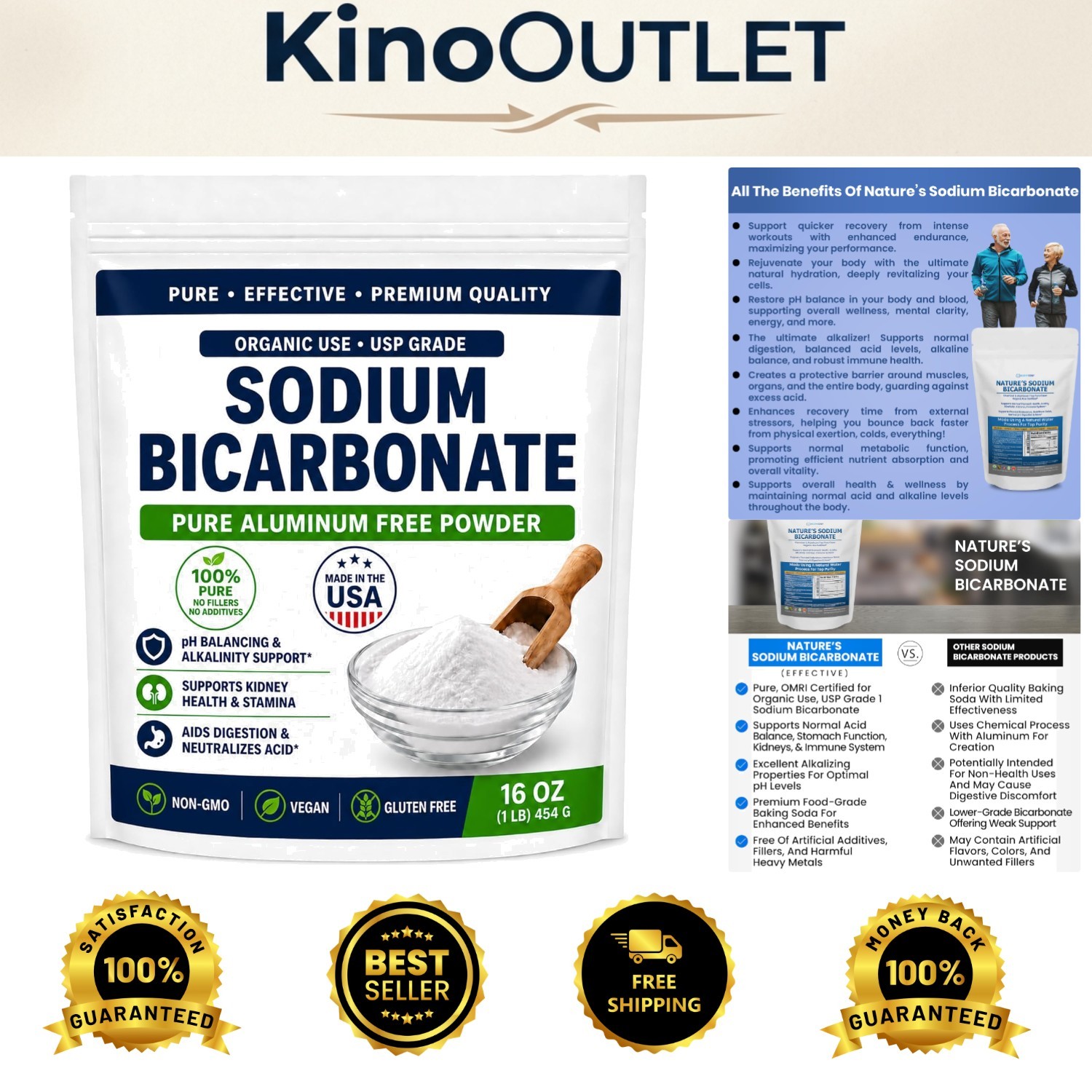 Nature’s 1lb Aluminum Free Sodium Bicarbonate – Digestive & Athletic Support