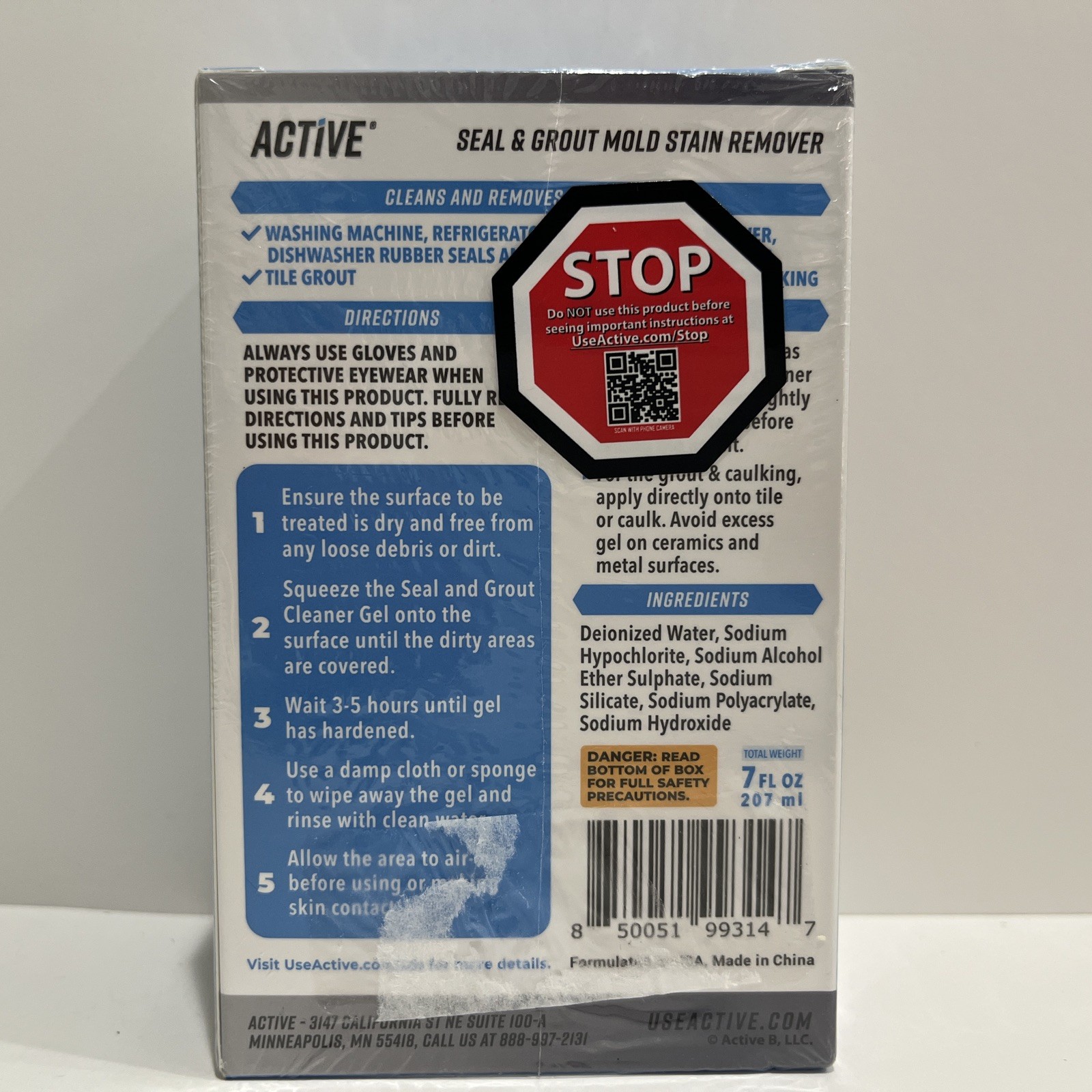 Active Mold Stain Remover Cleaner Seal Grout Deep Clean Heavy Duty Cleaner 7oz