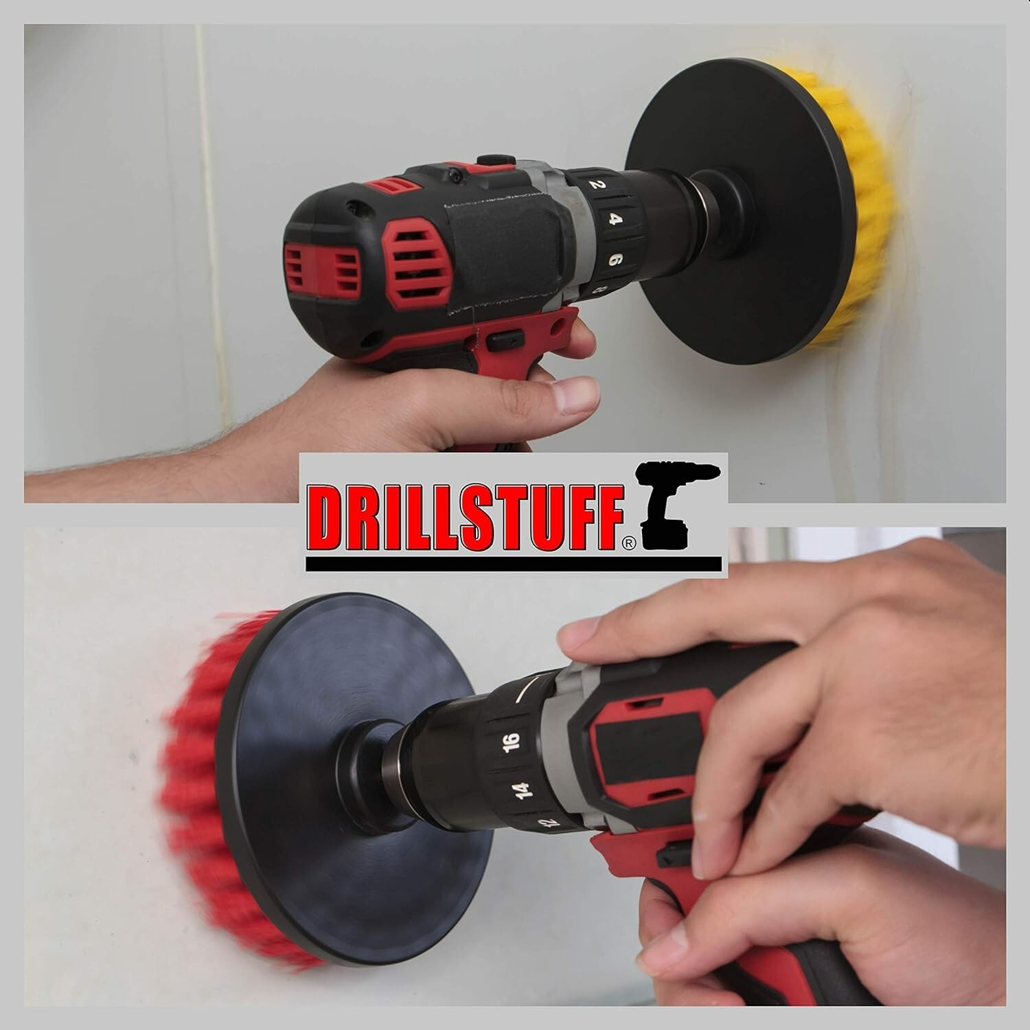 Standard Softer Bristle Brush Bathroom’ Garage Mat 5″ Round W/Power Drill-2 Pc