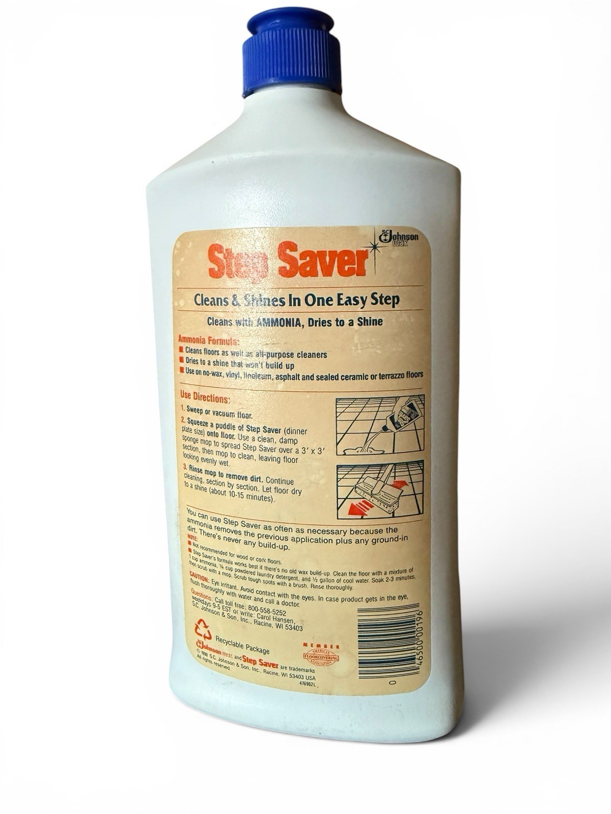 SC Johnson Step Saver Clean & Shine 1990 Floor Care Cleaner VTG Prop ~85% Full