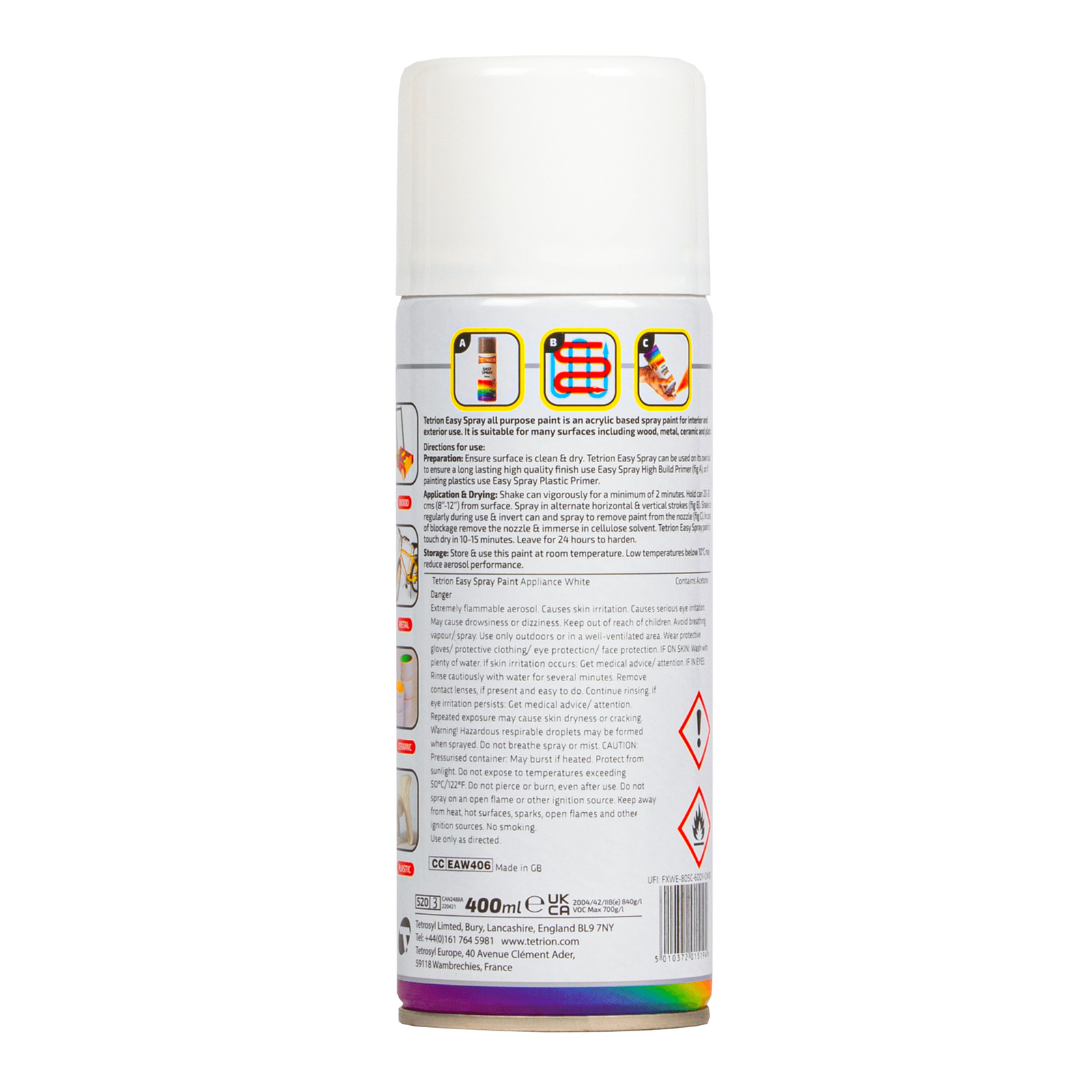 Tetrion Easy Spray Dish Washer Freezer Appliance White Aerosol Paint 6 x 13.53oz