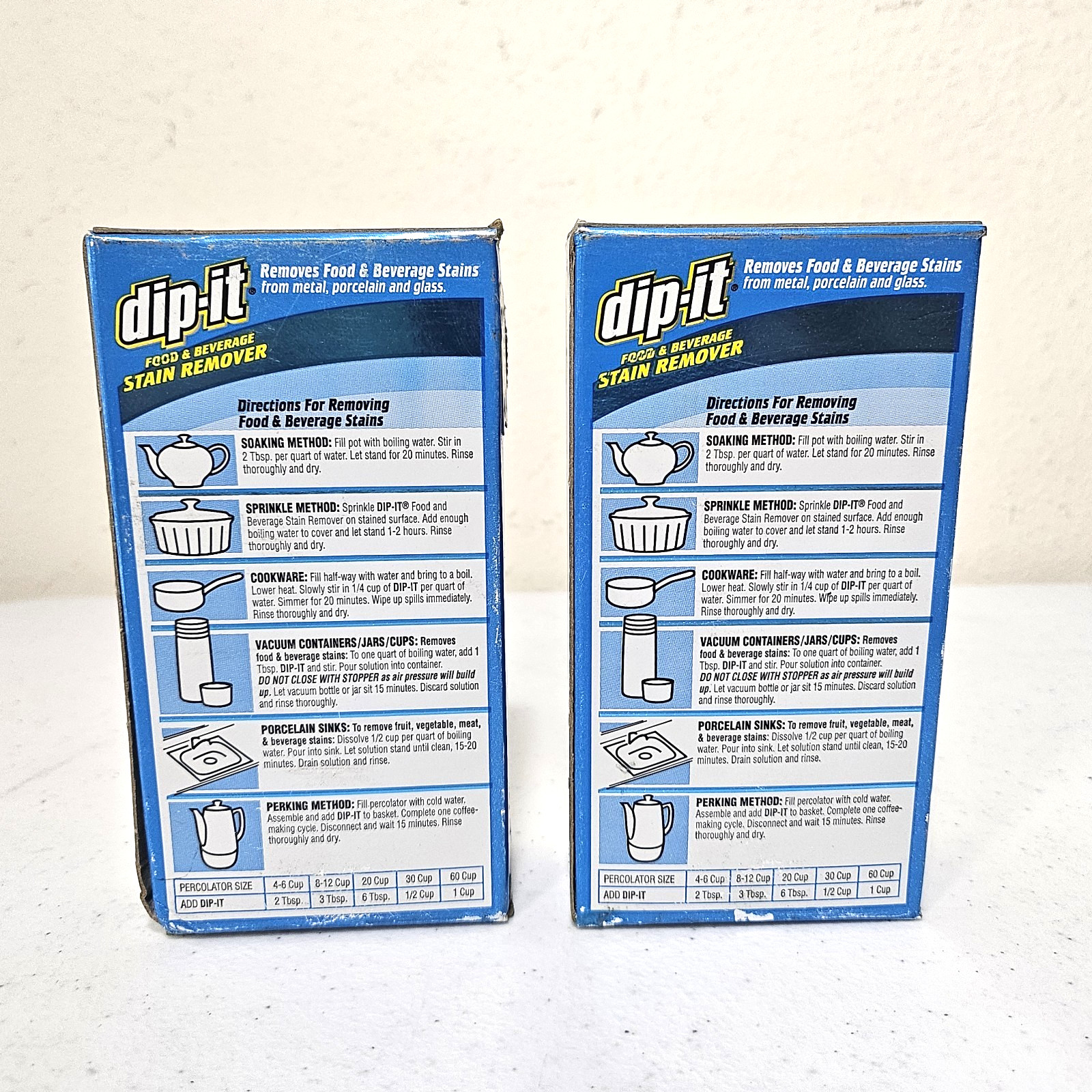 (2) Dip-It Food And Beverage Stain Remover – Soft Powder (NOT HARDENED) NEW