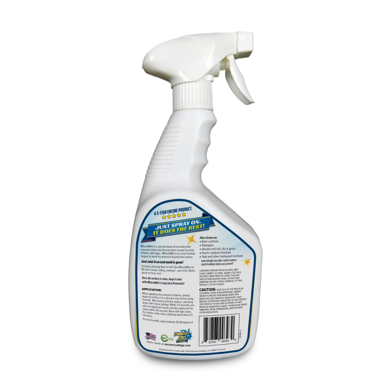 Miraclemist Instant, Mold & Mildew Spray Remover for RV & Boat’S Exterior, 32 oz