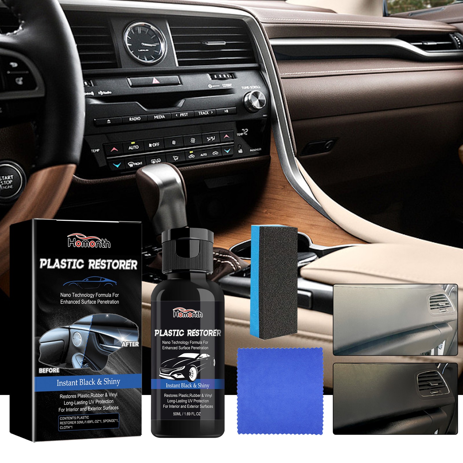 Dashboard Plastic Restorer – Clean Interior Seat Decontamination Use 🚗